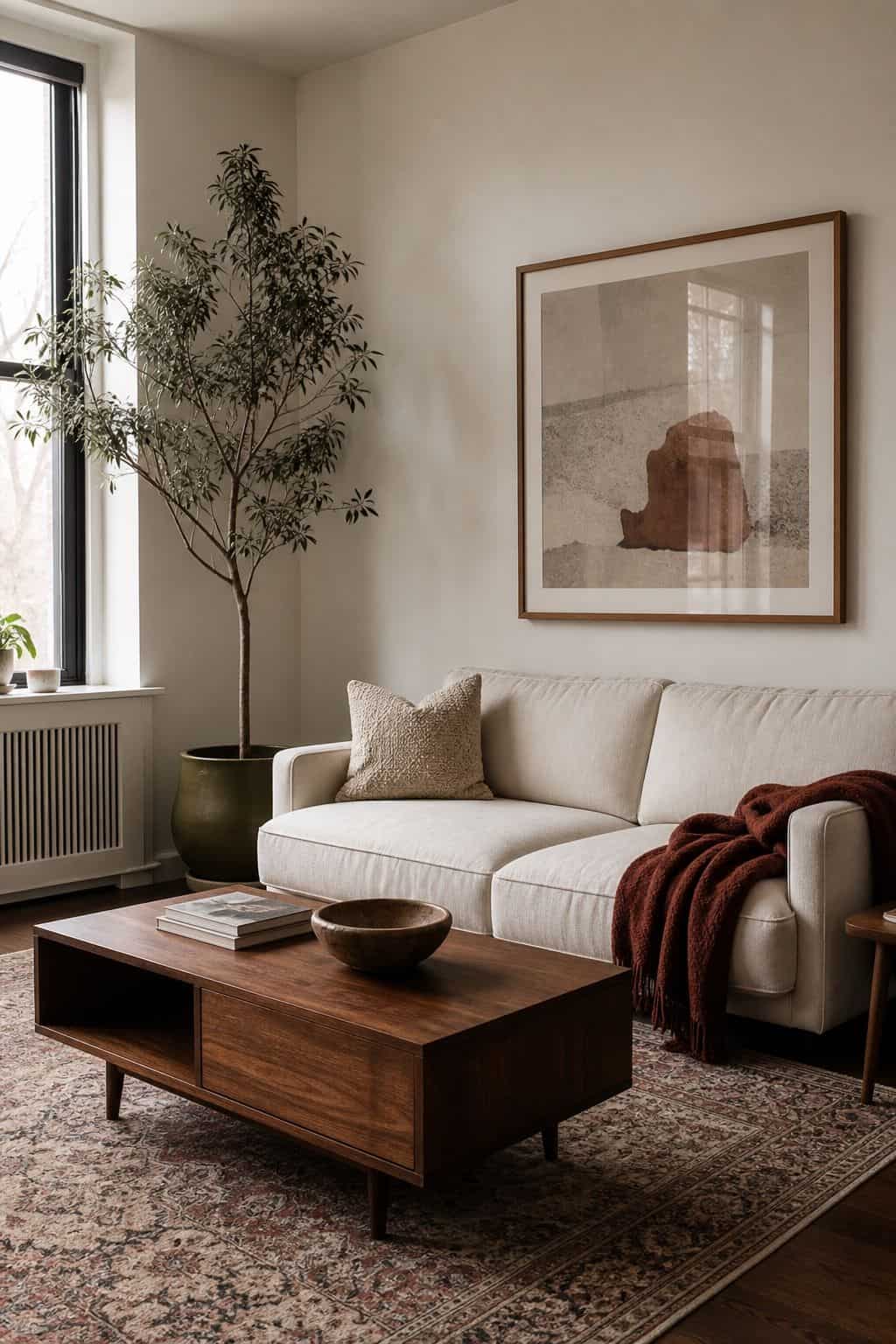 2. Choose Large-Scale Over Many Small Pieces - cozy small apartment decorating ideas