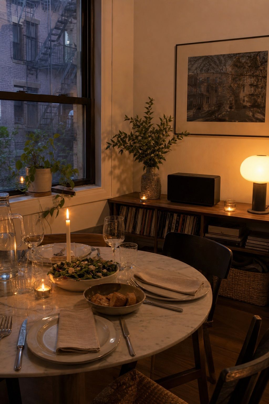 The Music-and-Lighting Layer small apartment idea for Top 18 Dinner Hosting Ideas to Turn an Ordinary Night into an Event.