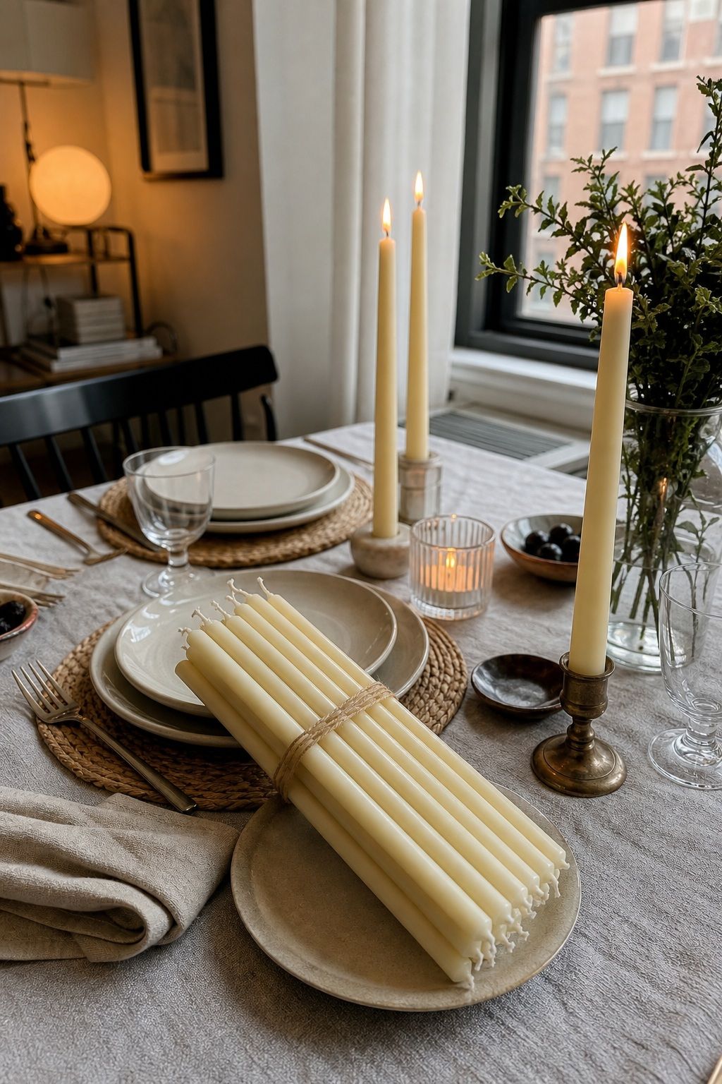 Cream Taper Candles Set of 12 small apartment idea for 20 Dinner Party Essentials Every Host Should Have From Amazon.