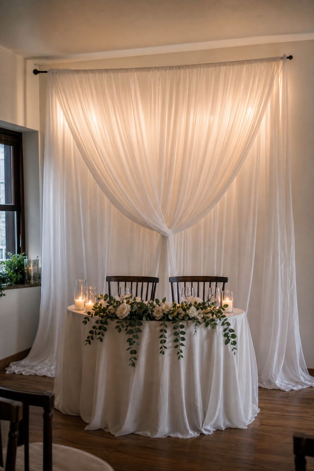 Sheer Voile Fabric Backdrop Draping 10x10ft small apartment idea for 20 DIY Wedding Reception Essentials From Amazon That Look Like They Cost 5x More.