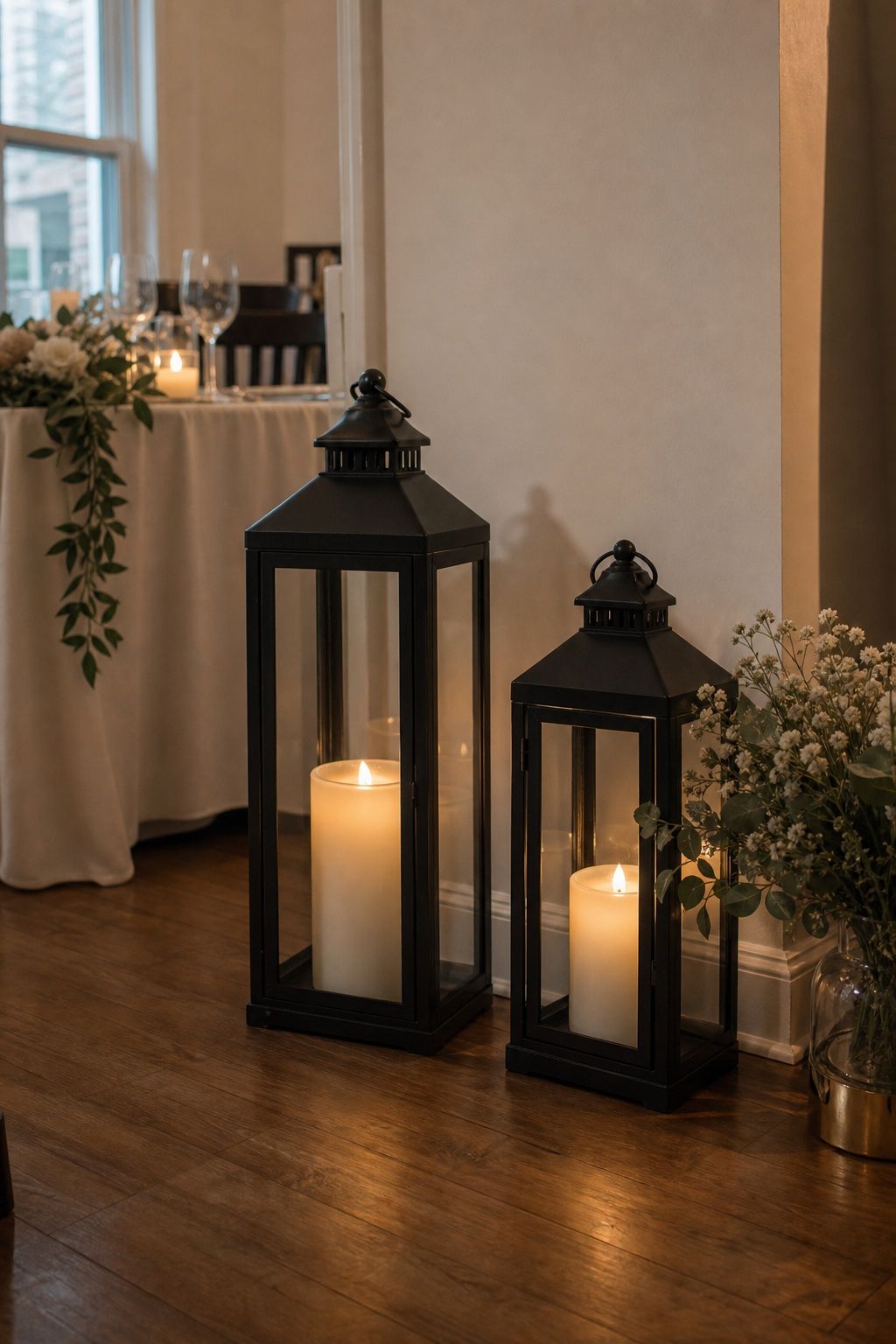 Large Black Metal Floor Lanterns Set of 2 small apartment idea for 20 DIY Wedding Reception Essentials From Amazon That Look Like They Cost 5x More.