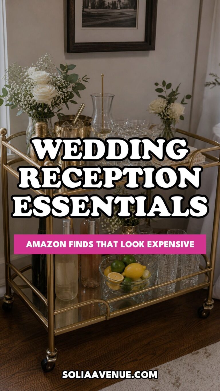 Pinterest pin for 20 DIY Wedding Reception Essentials From Amazon That Look Like They Cost 5x More from Solia Avenue.