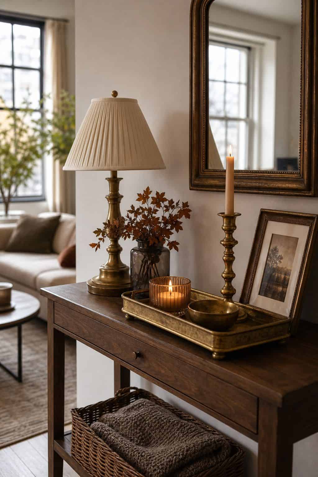 Brass and Antique Gold, Never Polished Chrome small apartment idea for Top 16 Elegant Fall Decor Ideas for Small Apartments.