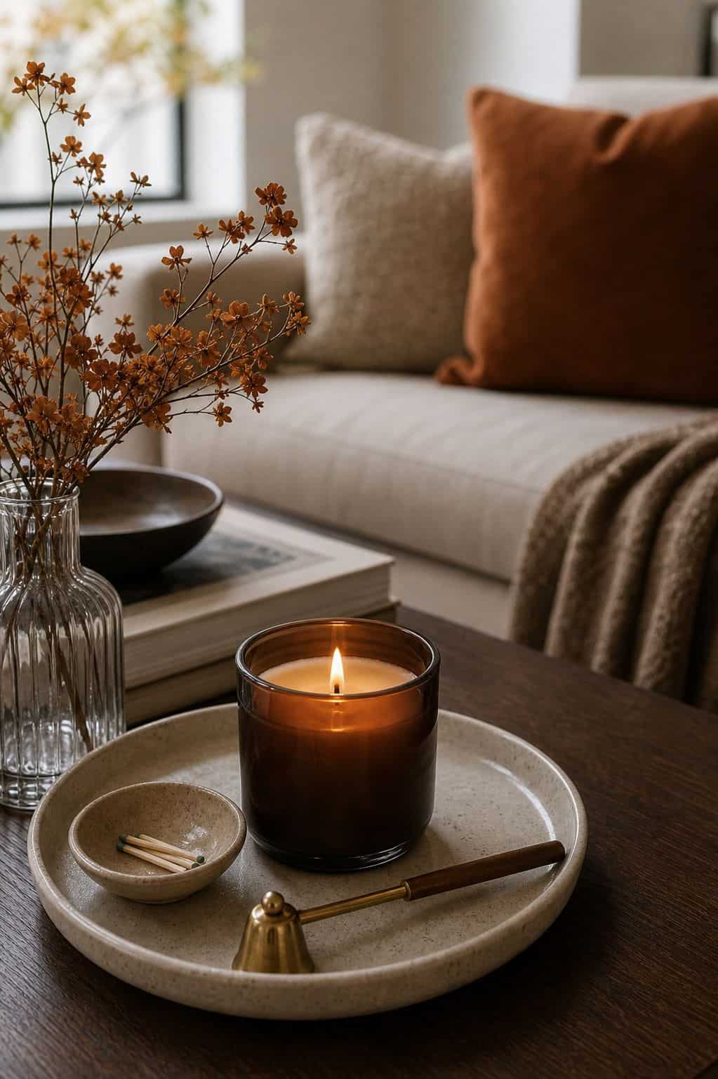 Light a Candle in a Sophisticated Fall Scent small apartment idea for Top 16 Elegant Fall Decor Ideas for Small Apartments.
