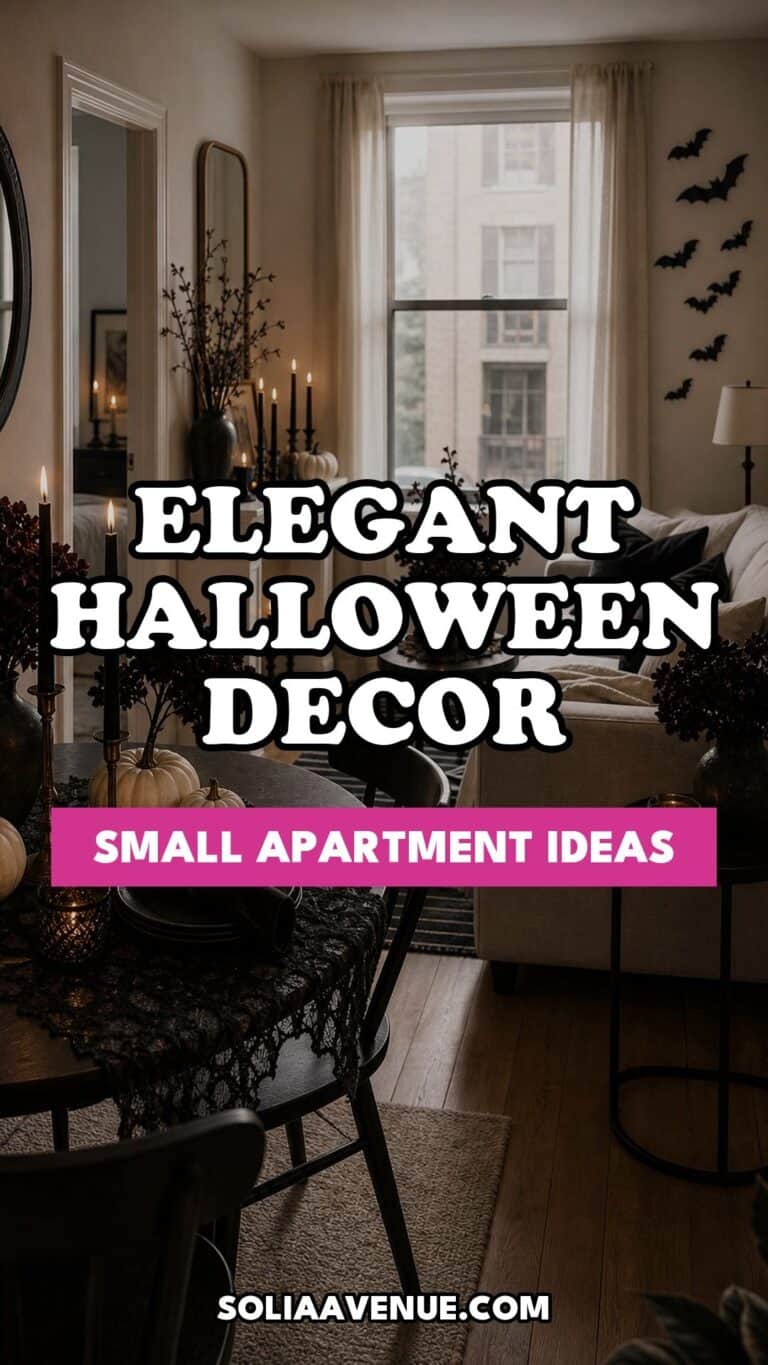 Pinterest pin for Top 19 Elegant Halloween Decor Ideas for Small Apartments from Solia Avenue.