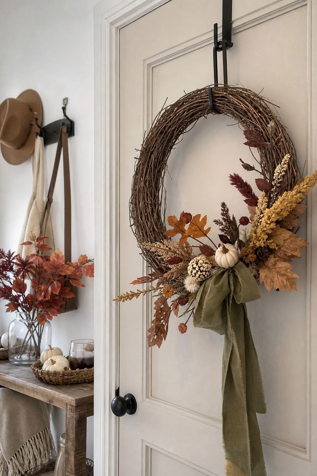 Use a Wreath Base You Can Re-Dress small apartment idea for Top 17 Fall and Thanksgiving Decor Ideas for Small Apartments.