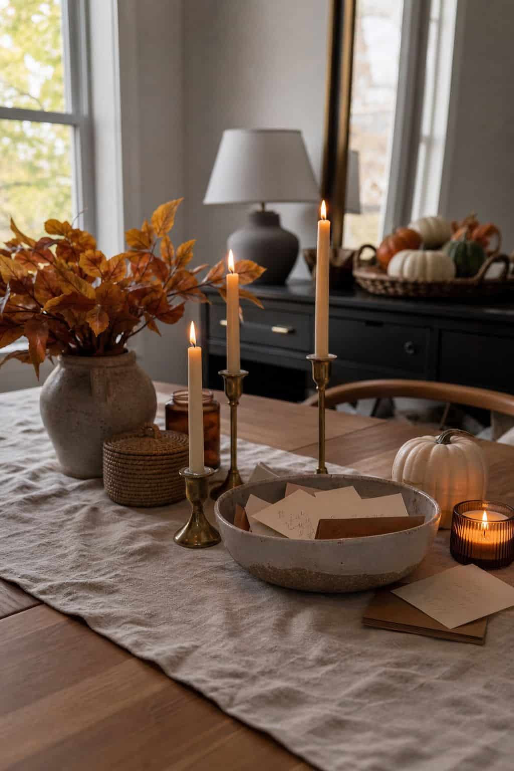 Add a Gratitude or Gather Element small apartment idea for Top 17 Fall and Thanksgiving Decor Ideas for Small Apartments.