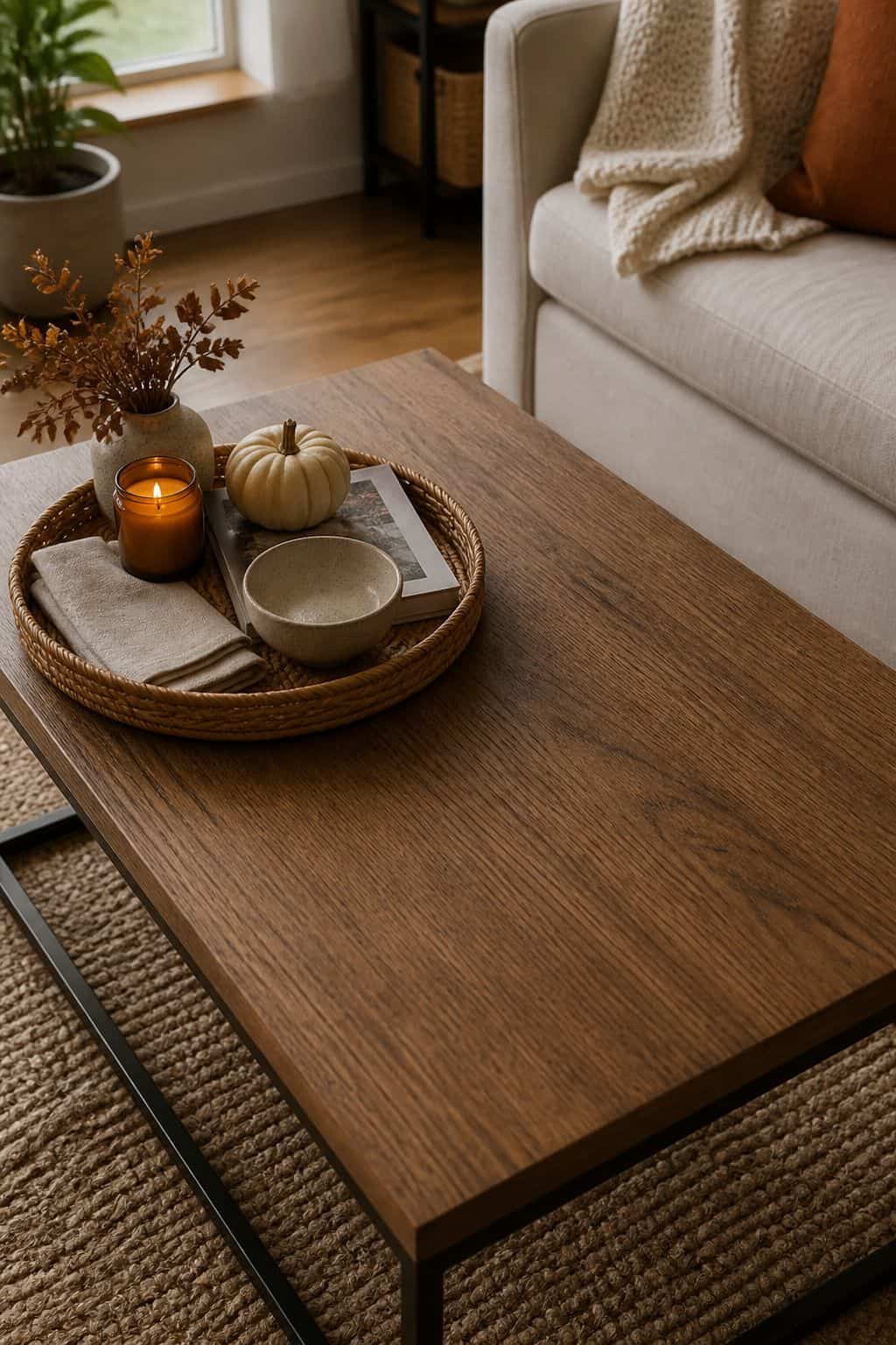 Leave Half the Table Clear small apartment idea for Top 17 Fall Coffee Table Decor Ideas for Small Spaces.