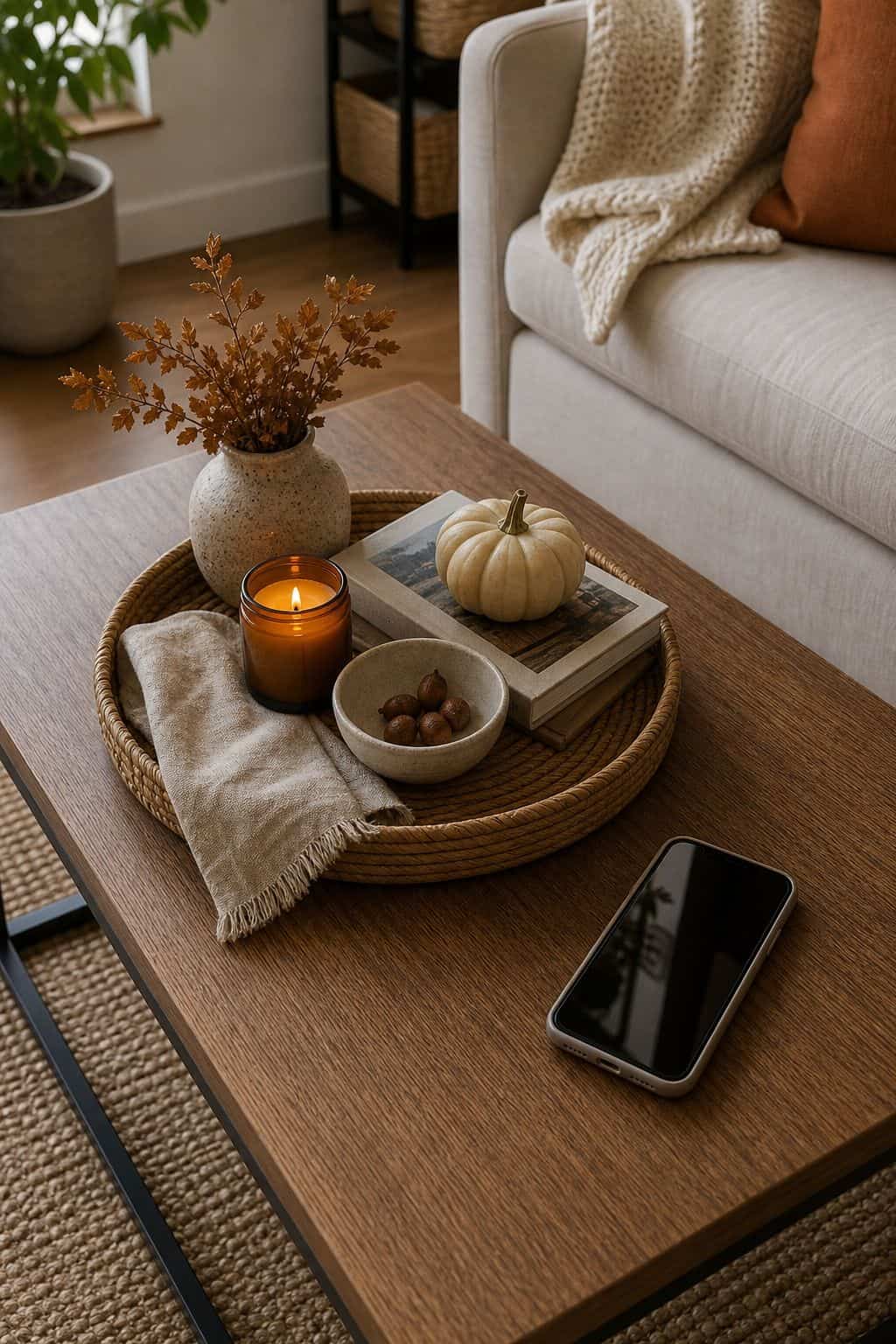 Photograph the Table to Check the Styling small apartment idea for Top 17 Fall Coffee Table Decor Ideas for Small Spaces.