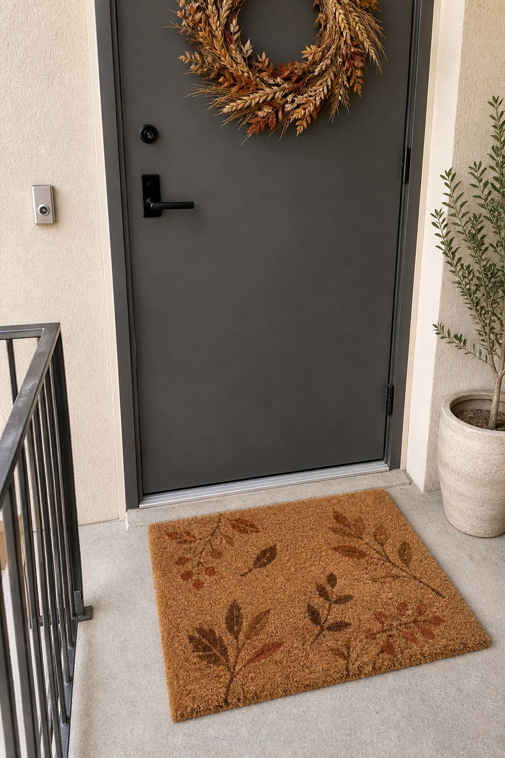 Choose a Fall-Specific Coir Mat small apartment idea for Top 17 Fall Front Door Decor Ideas for Apartments.