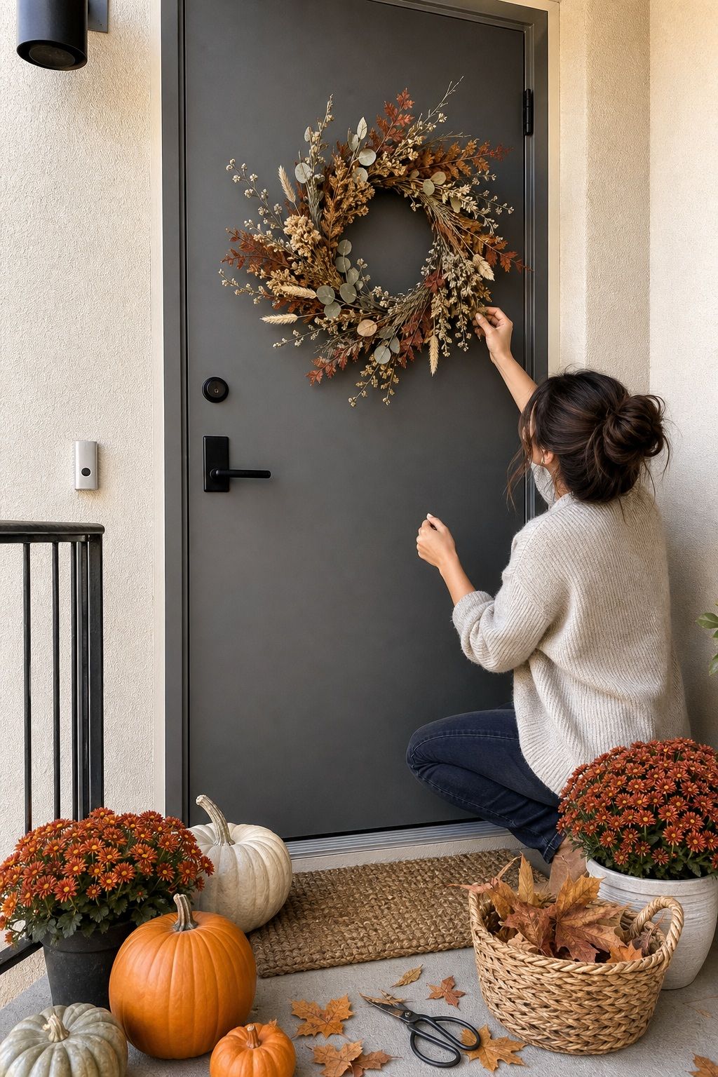 Refresh the Styling Mid-Season small apartment idea for Top 17 Fall Front Door Decor Ideas for Apartments.