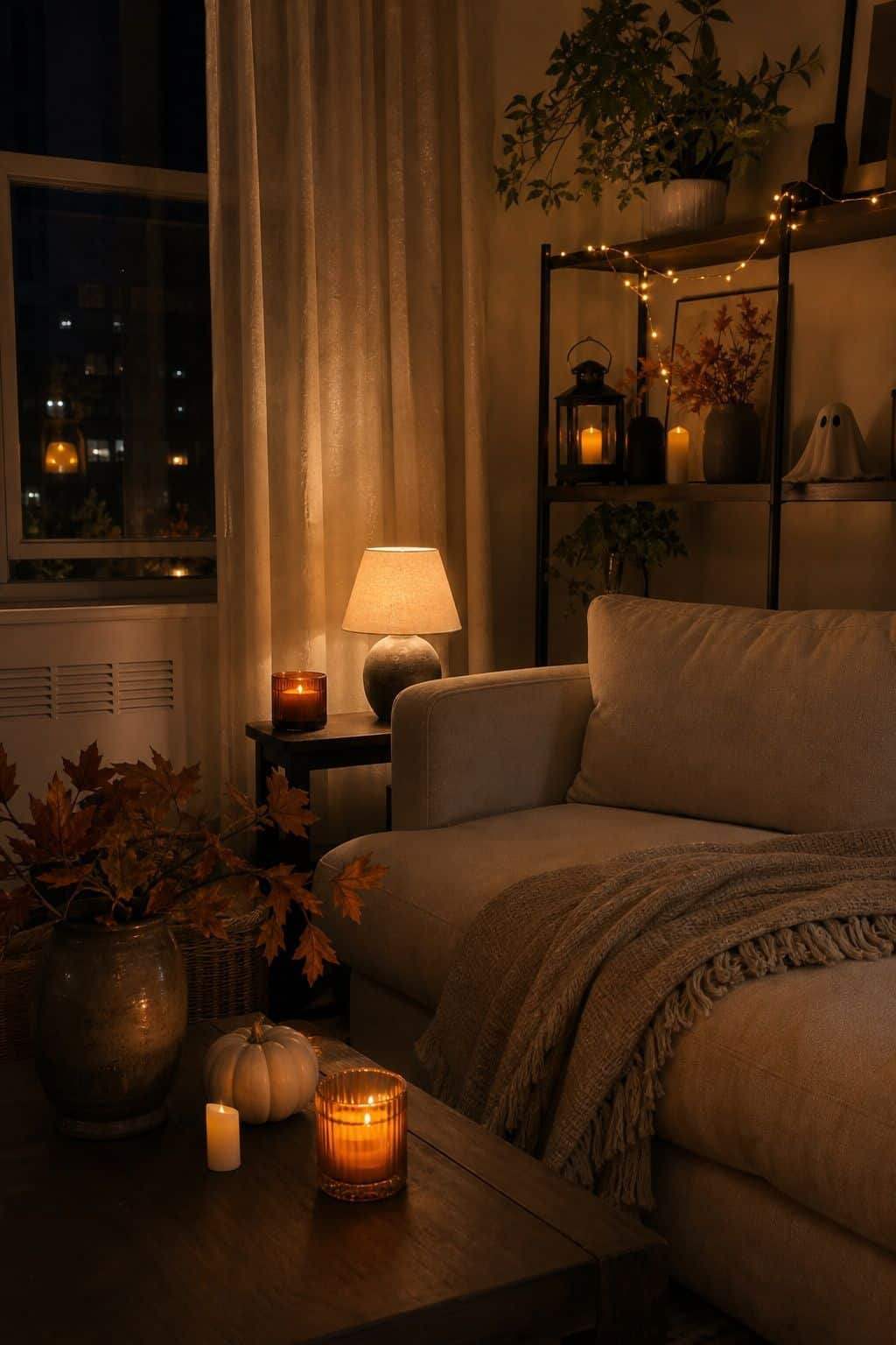 Light the Home With Warm, Layered Glow small apartment idea for Top 19 Fall Halloween Decor Ideas for Small Apartments.