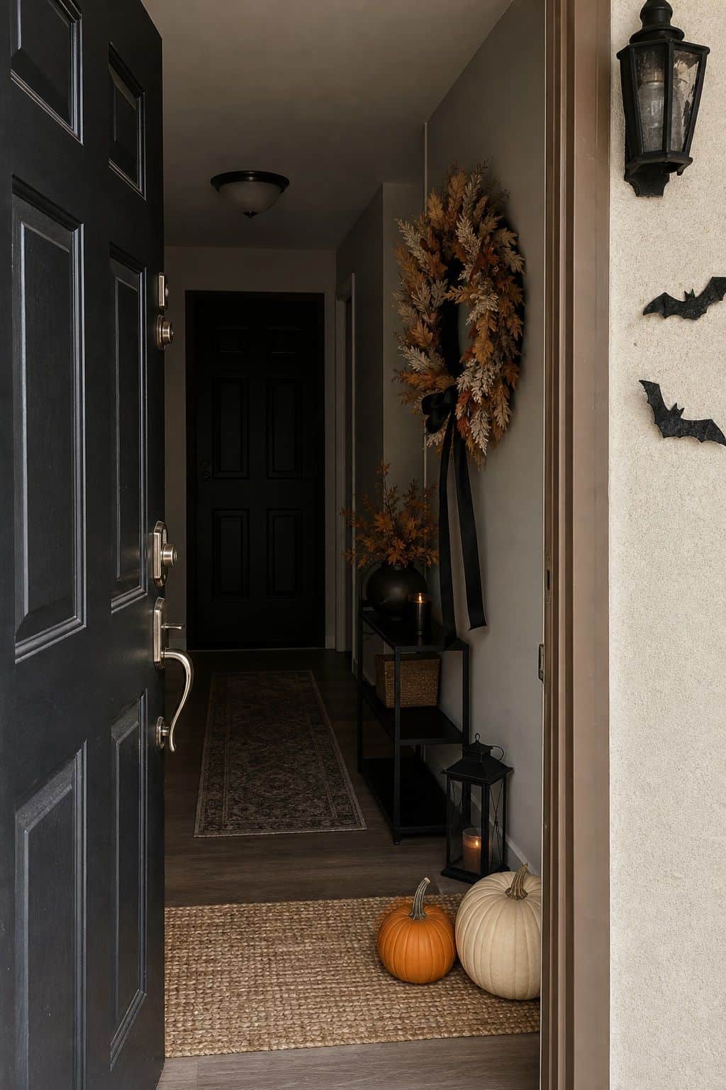 Decorate the Front Door for Both Seasons small apartment idea for Top 19 Fall Halloween Decor Ideas for Small Apartments.