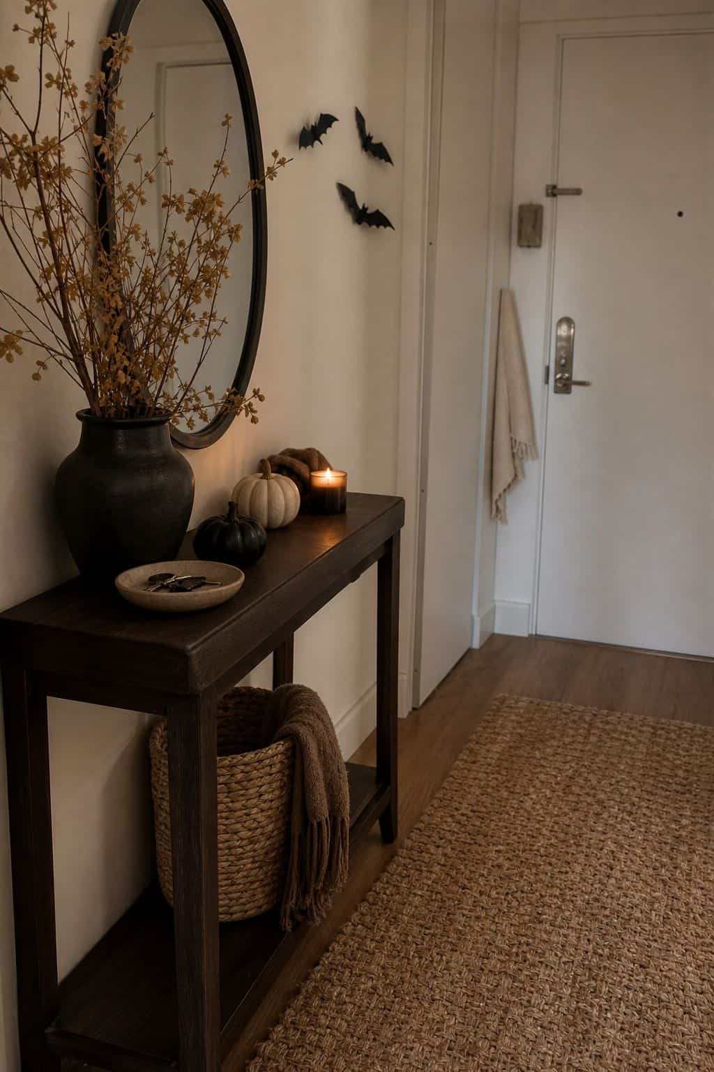 Decorate the Entryway in Layers small apartment idea for Top 19 Fall Halloween Decor Ideas for Small Apartments.