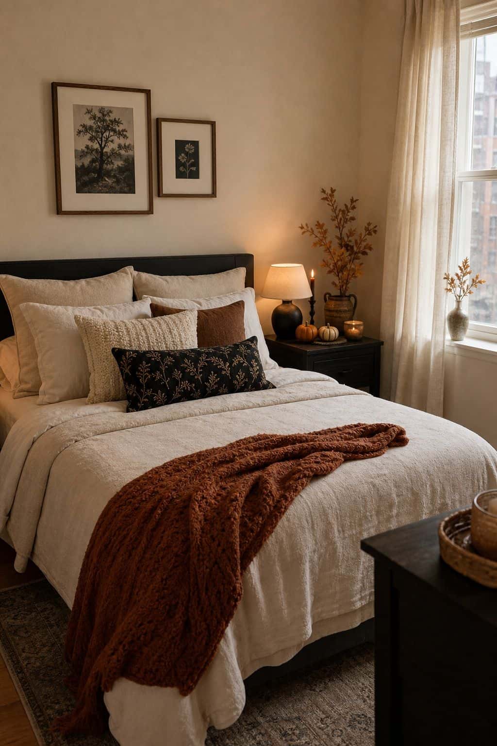 Style the Bedroom With a Subtle Blend small apartment idea for Top 19 Fall Halloween Decor Ideas for Small Apartments.