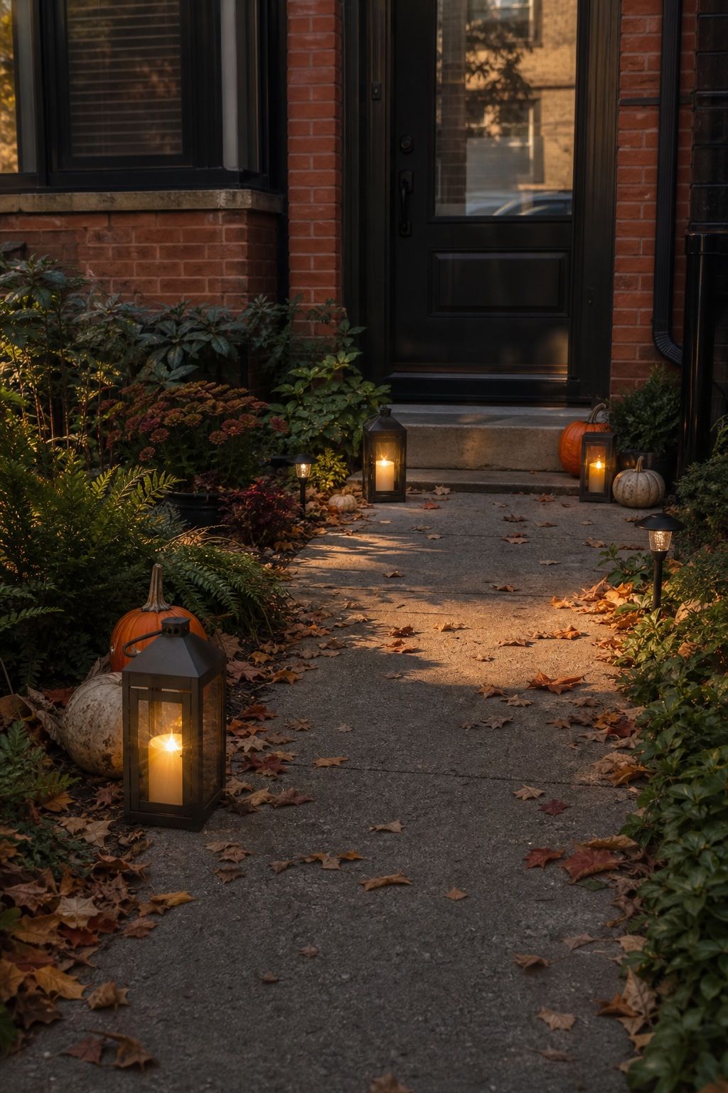 Light the Path With Lanterns and Solar Lights small apartment idea for Top 18 Fall Outdoor Decor Ideas for the Yard, Walkway, and Garden.