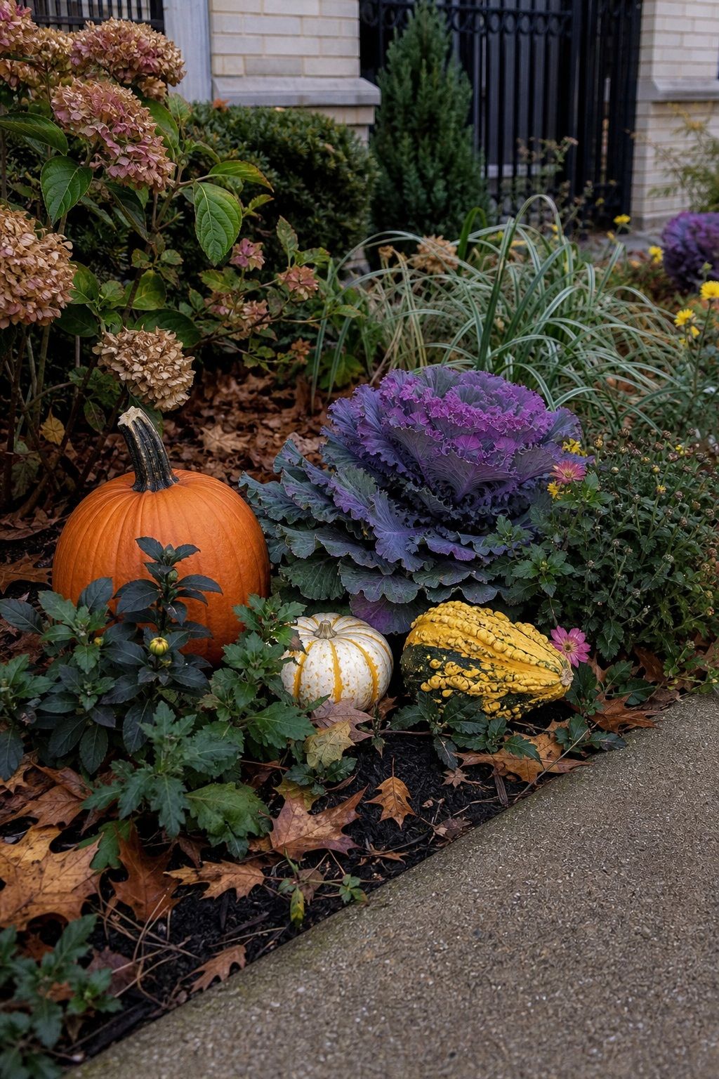 Nestle Pumpkins and Gourds Among Garden Beds small apartment idea for Top 18 Fall Outdoor Decor Ideas for the Yard, Walkway, and Garden.