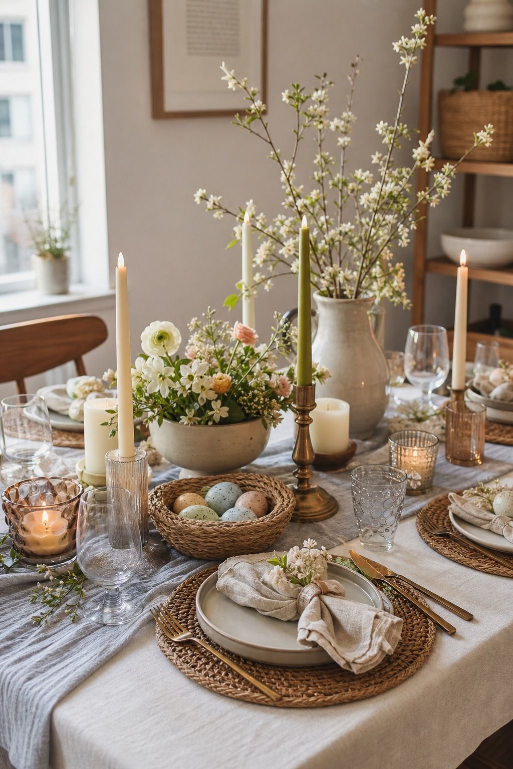 Lay a Long Linen Runner Down the Center, Not a Tablecloth small apartment idea for Top 18 Fall Table Decor Ideas for Small Apartments.