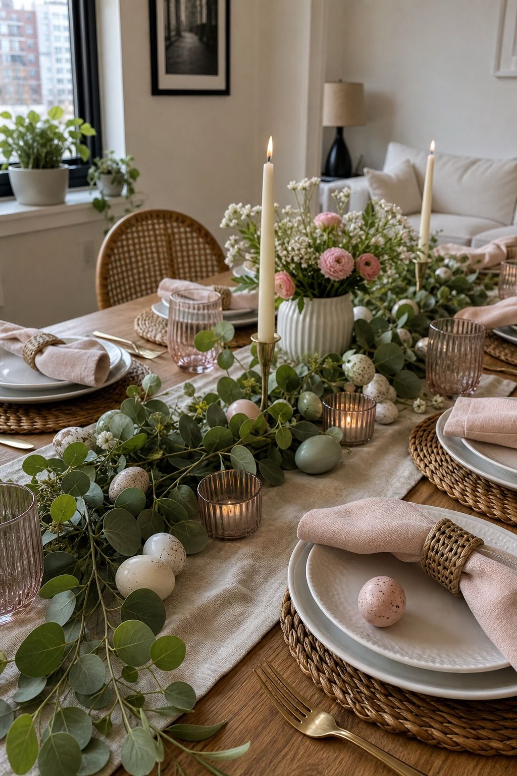 Add Rattan or Wood Placemats at Each Setting small apartment idea for Top 18 Fall Table Decor Ideas for Small Apartments.