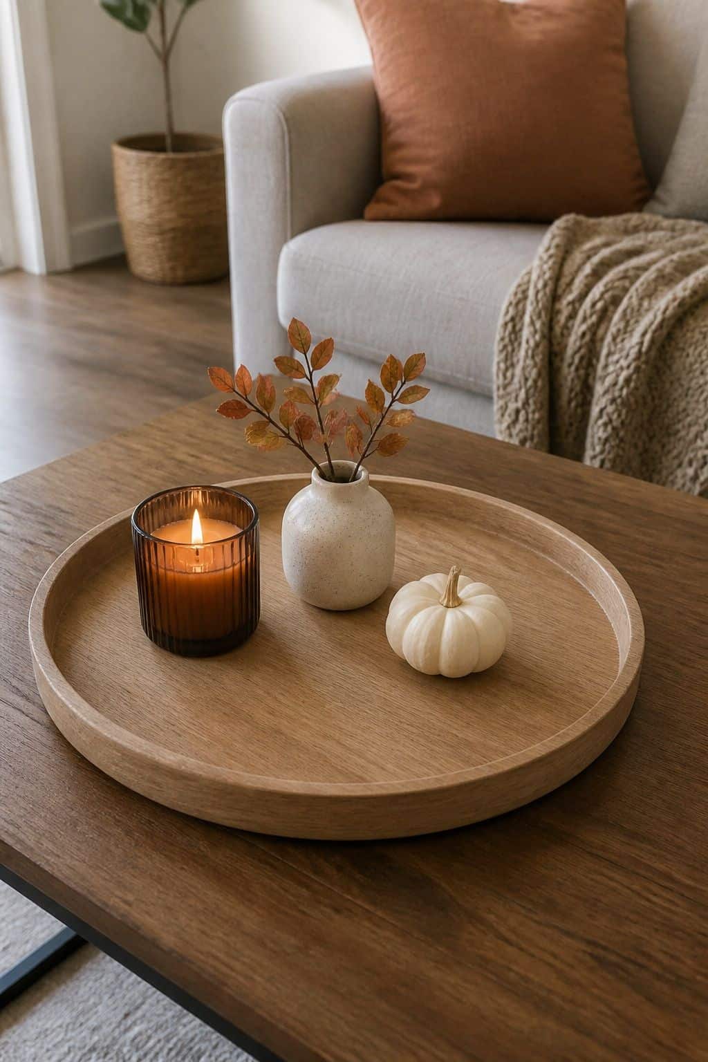 Do Not Overcrowd the Tray small apartment idea for Top 17 Fall Tray Decor Ideas for Small Spaces.