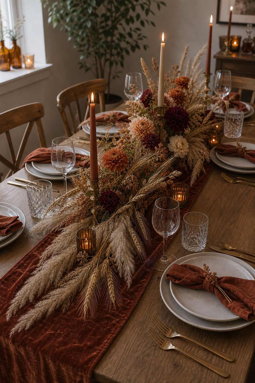 Add Trailing Pampas or Dried Wheat small apartment idea for Top 17 Fall Wedding Table Decor Ideas for an Autumn Reception.