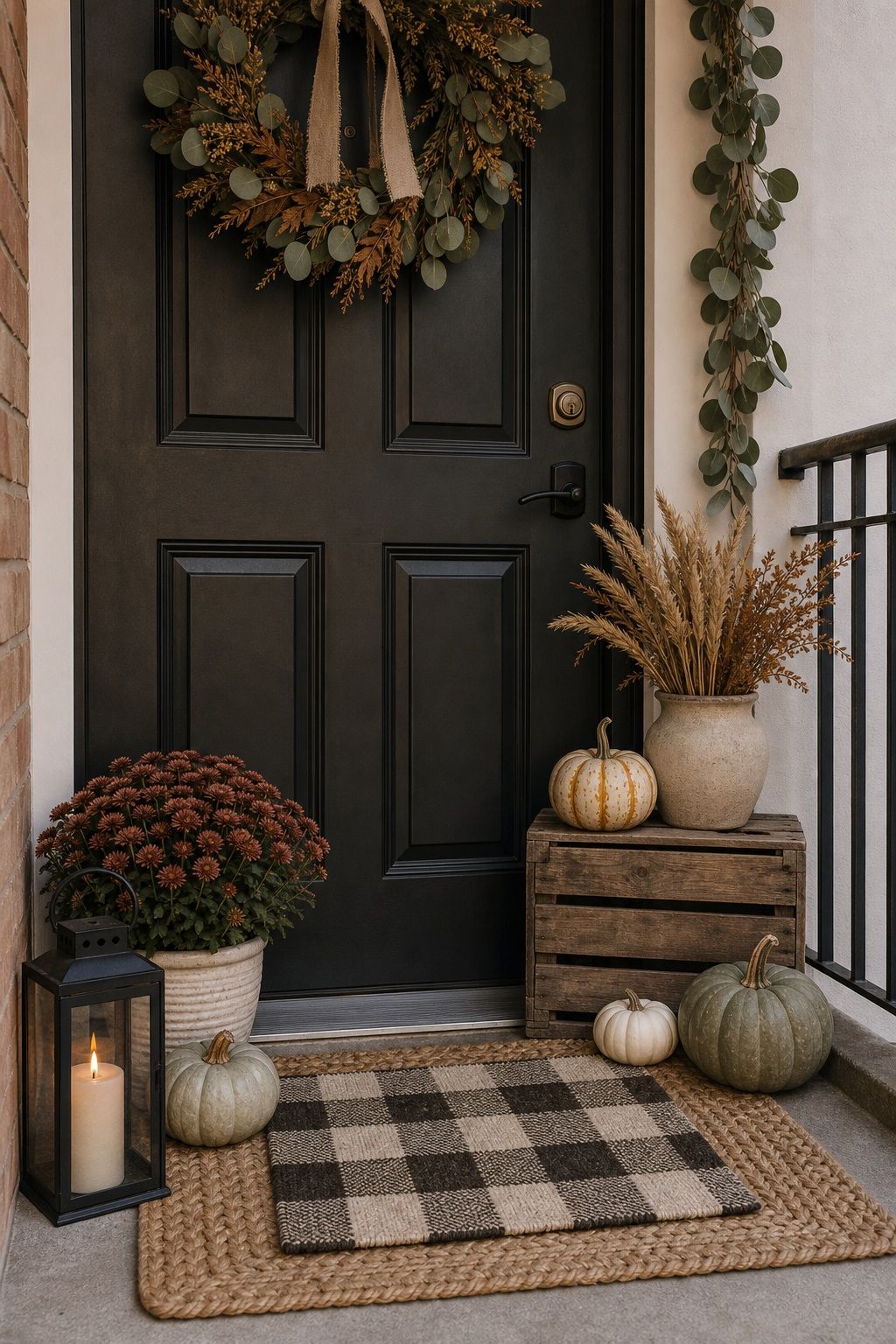Style a Welcoming Farmhouse Porch small apartment idea for Top 17 Farmhouse Fall Decor Ideas for Small Apartments.