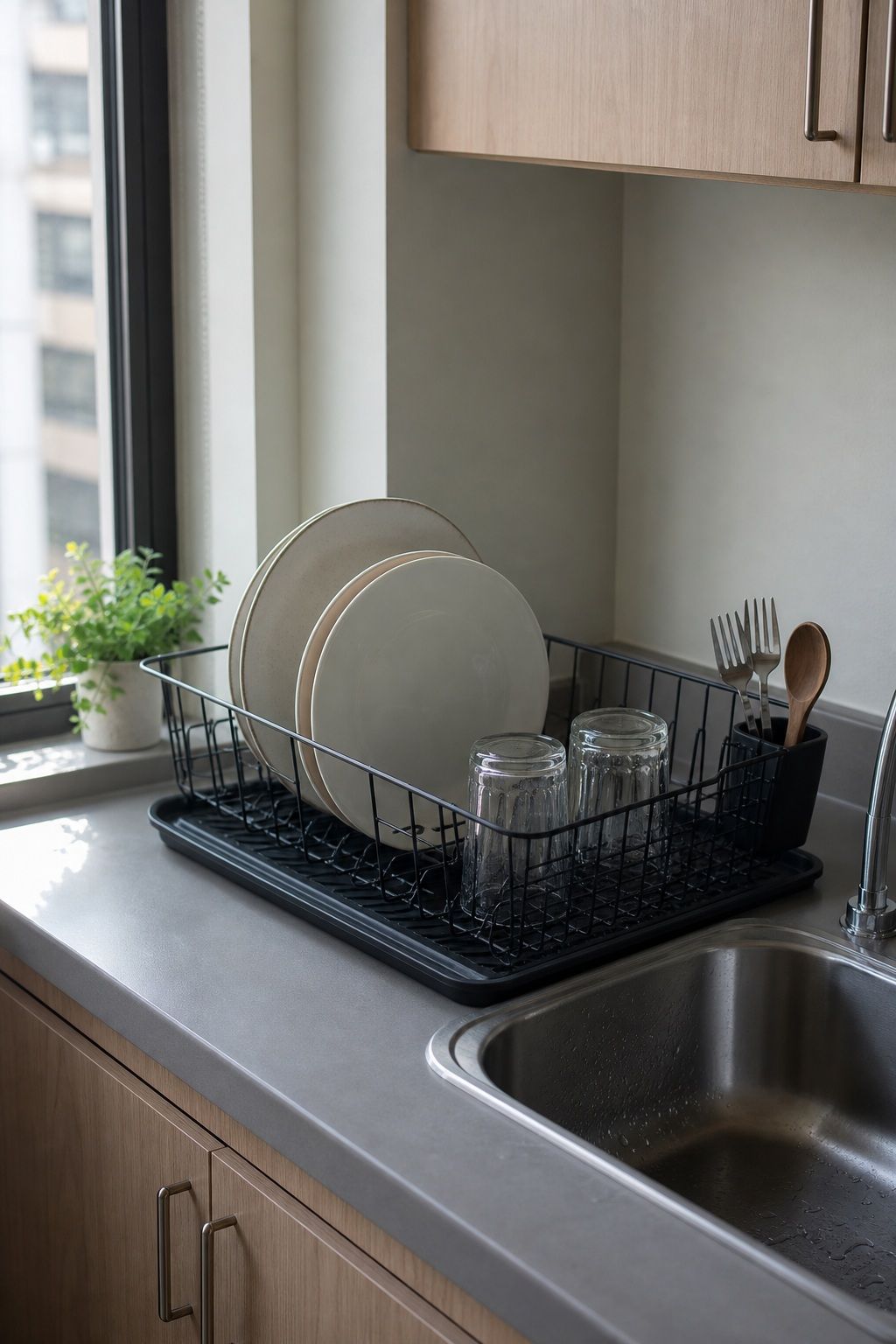 Compact Dish Rack with Drainboard small apartment idea for 20 First Apartment Essentials From Amazon Every New Renter Actually Needs.