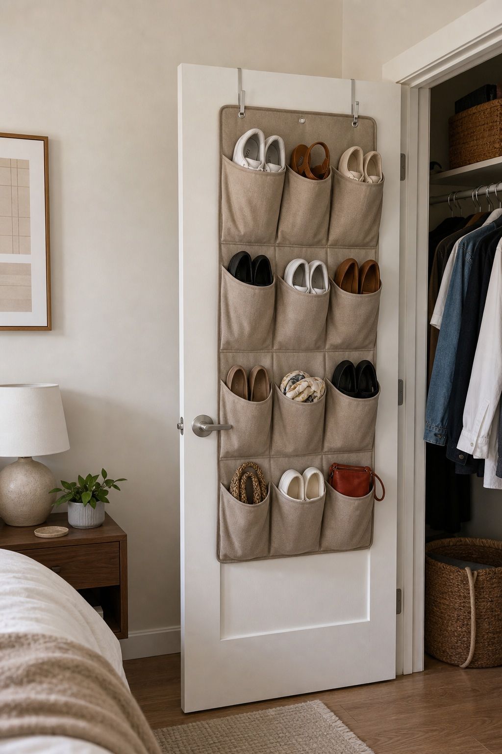 Over-Door Shoe Organizer 12-Pocket small apartment idea for 20 First Apartment Essentials From Amazon Every New Renter Actually Needs.