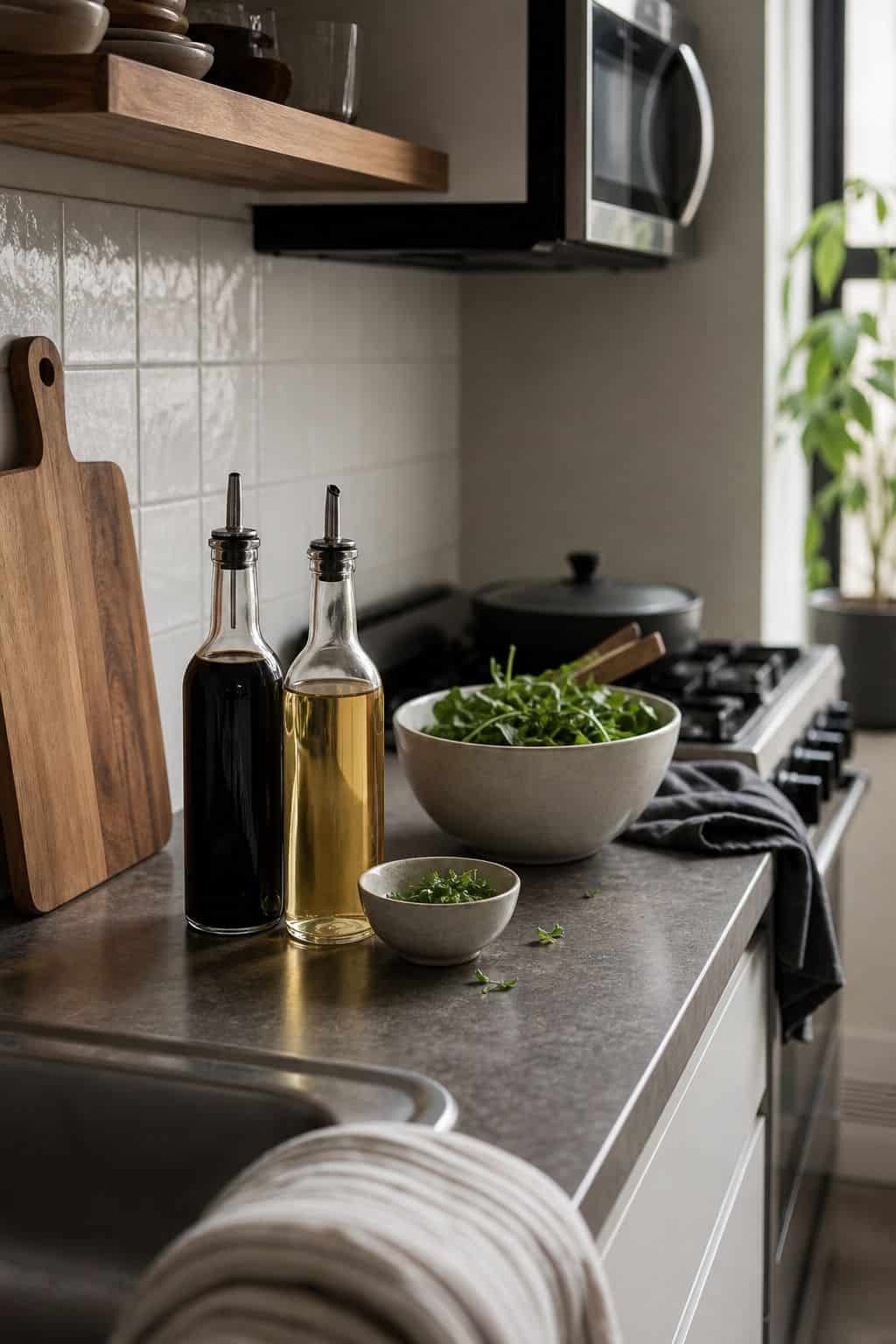Vinegar (Balsamic and White Wine) small apartment idea for The Complete First Apartment Grocery List of 18 Pantry Essentials.