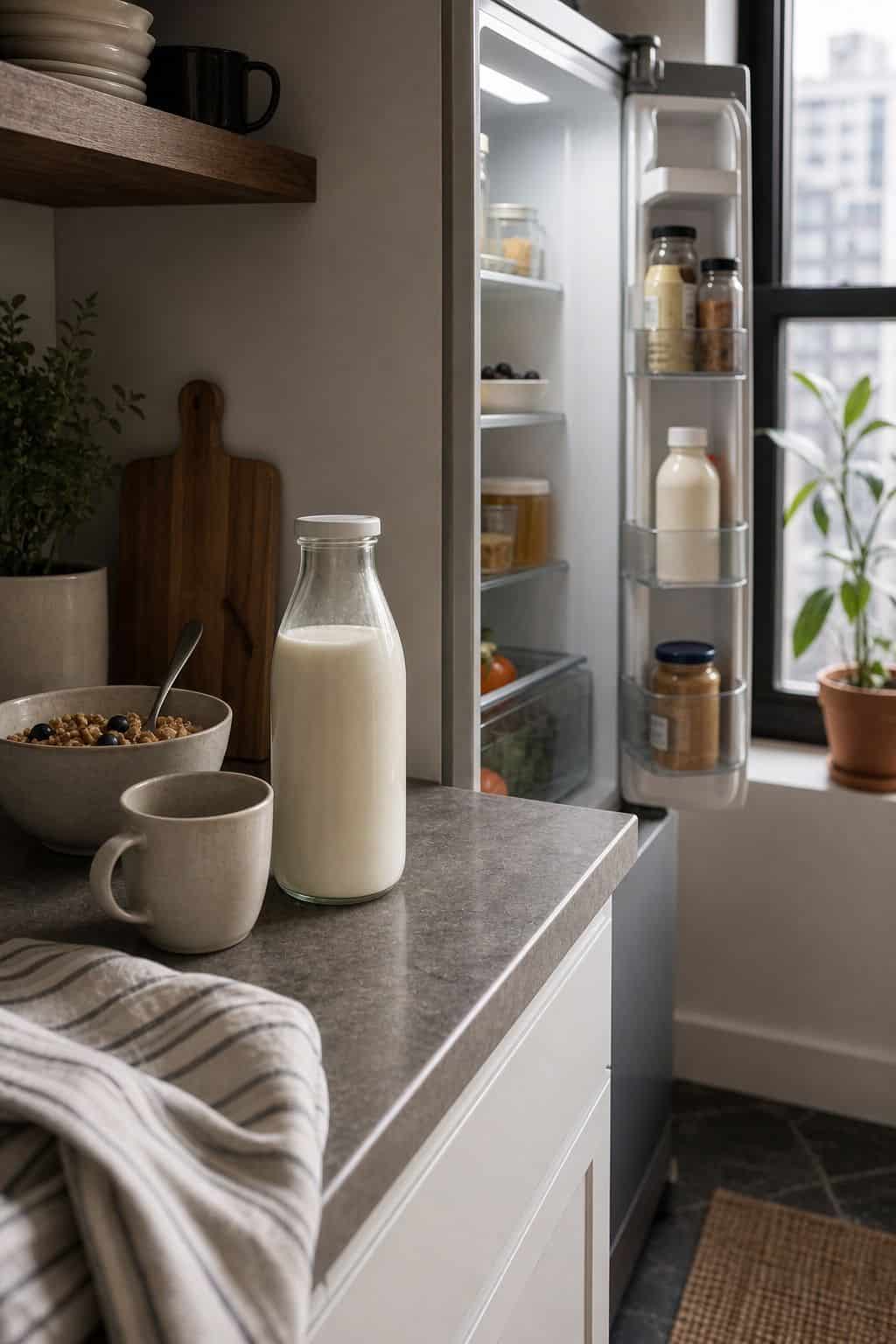 Milk small apartment idea for The Complete First Apartment Grocery List of 18 Pantry Essentials.