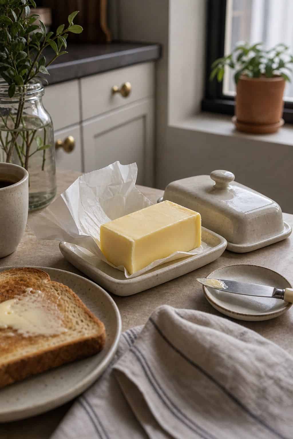 Butter small apartment idea for The Complete First Apartment Grocery List of 18 Pantry Essentials.