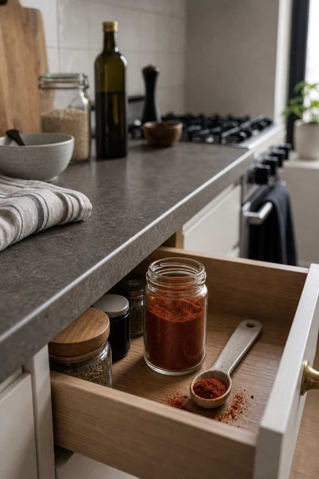 Paprika small apartment idea for The Complete First Apartment Grocery List of 18 Pantry Essentials.