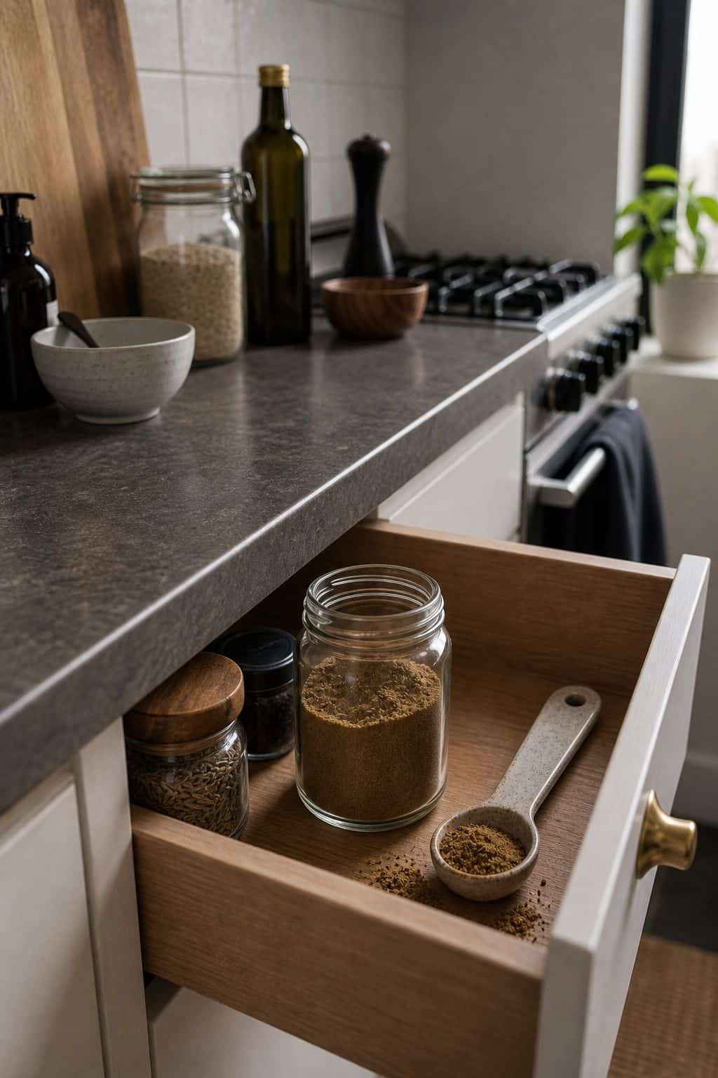 Cumin small apartment idea for The Complete First Apartment Grocery List of 18 Pantry Essentials.