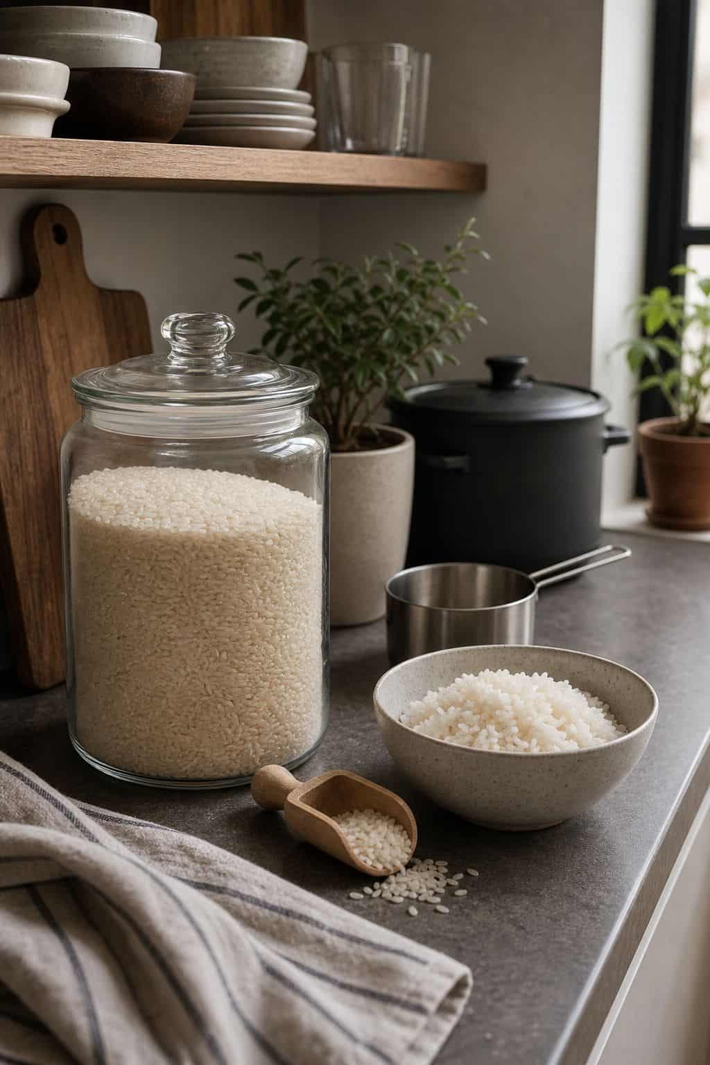 Rice small apartment idea for The Complete First Apartment Grocery List of 18 Pantry Essentials.