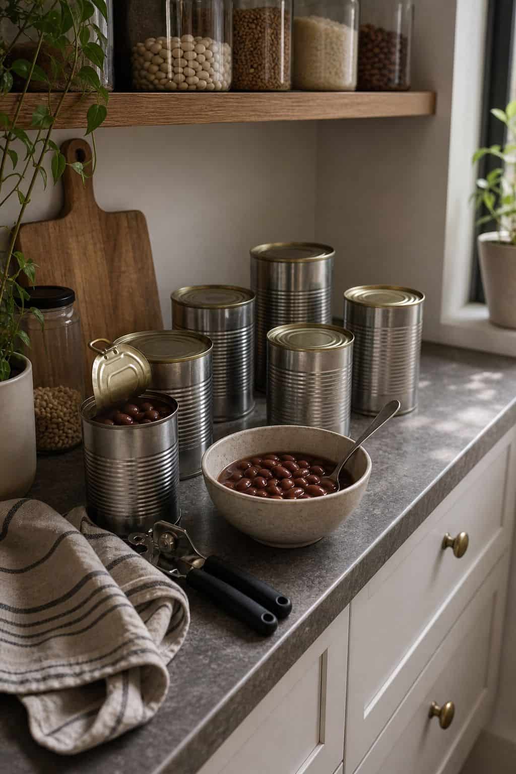 Canned Beans small apartment idea for The Complete First Apartment Grocery List of 18 Pantry Essentials.