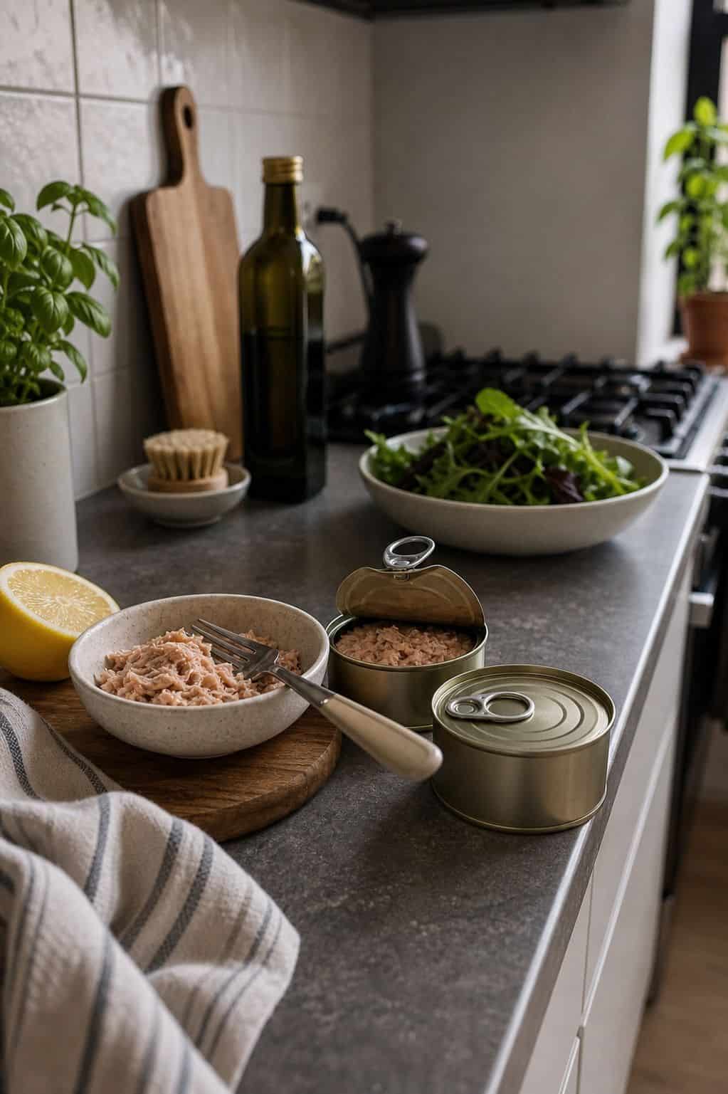 Canned Tuna or Salmon small apartment idea for The Complete First Apartment Grocery List of 18 Pantry Essentials.