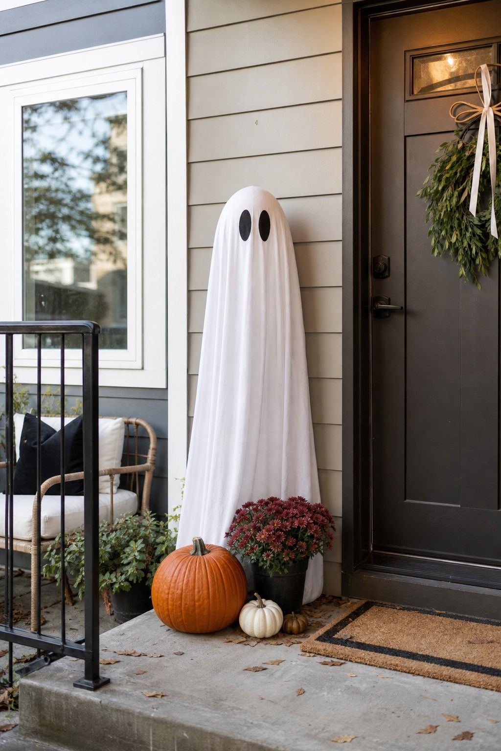 Choose One Strong Focal Point small apartment idea for Top 19 Front Porch Halloween Decor Ideas for Apartments and Small Outdoor Spaces.