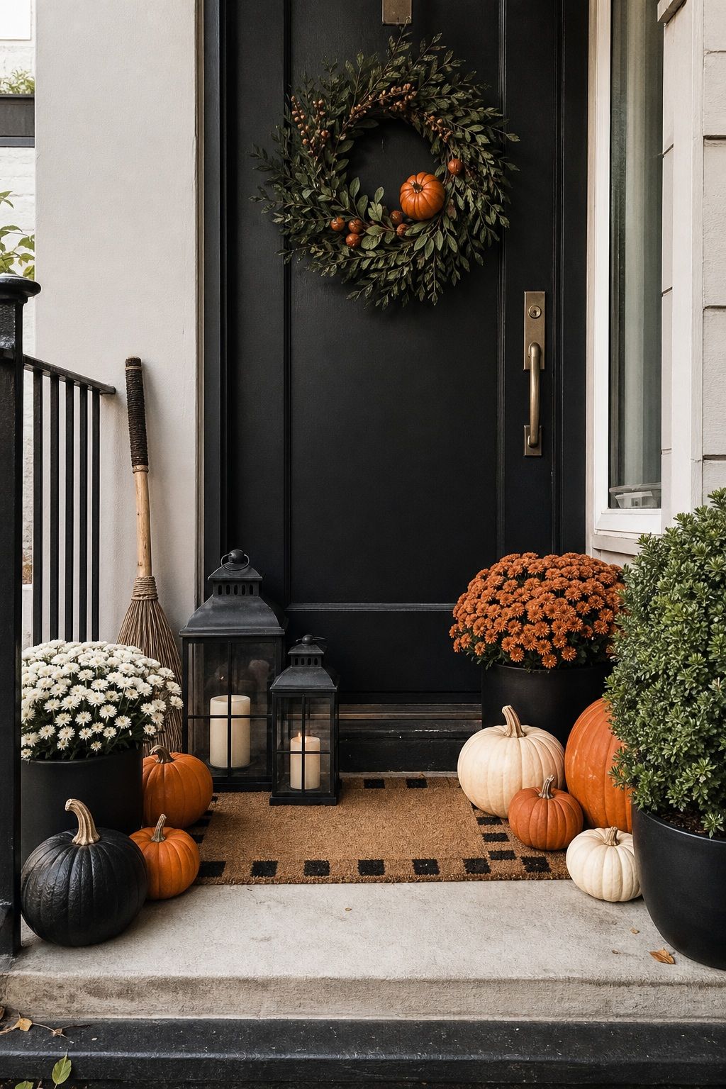 Keep a Tight Halloween Color Palette small apartment idea for Top 19 Front Porch Halloween Decor Ideas for Apartments and Small Outdoor Spaces.