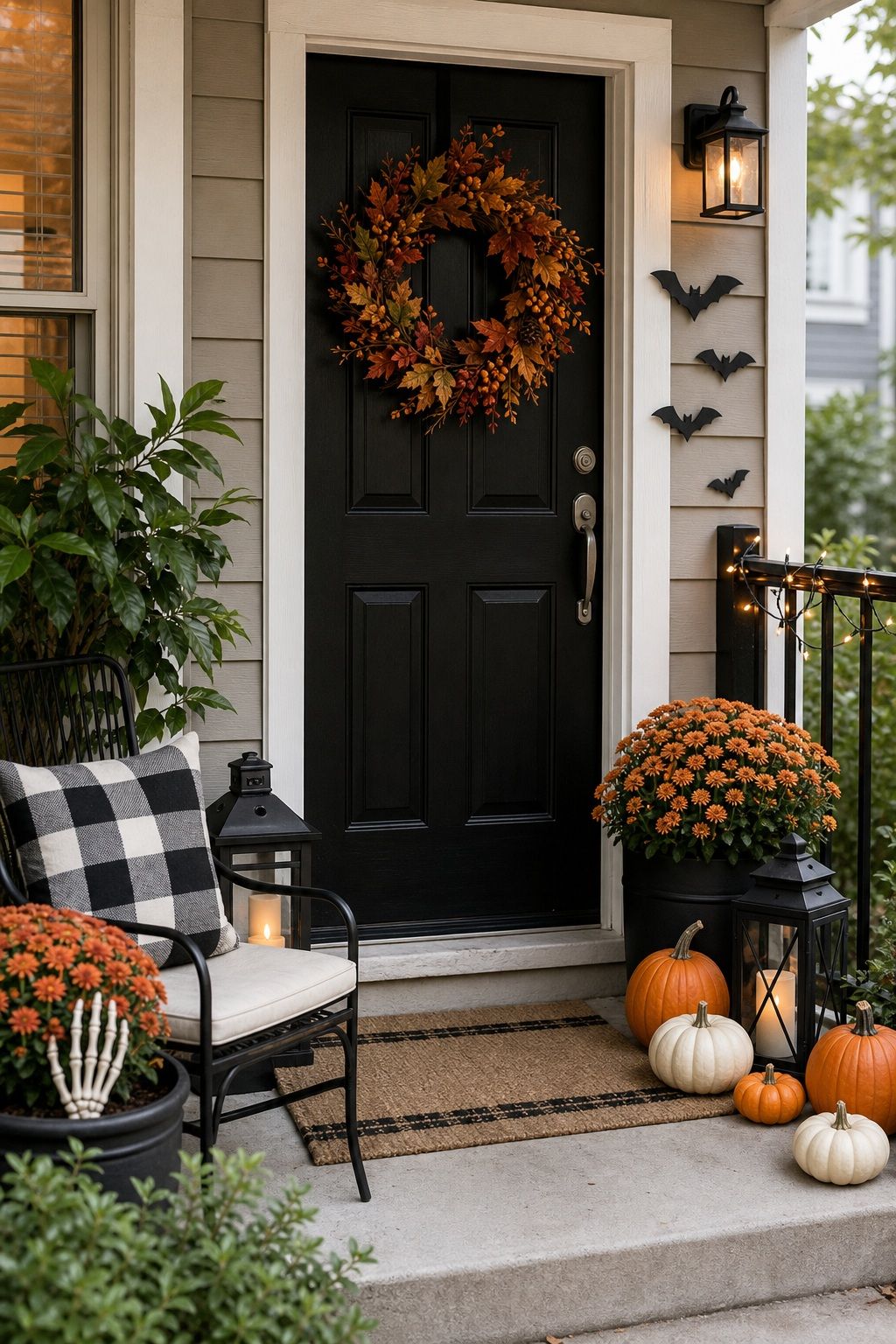 Balance Spooky With Welcoming small apartment idea for Top 19 Front Porch Halloween Decor Ideas for Apartments and Small Outdoor Spaces.