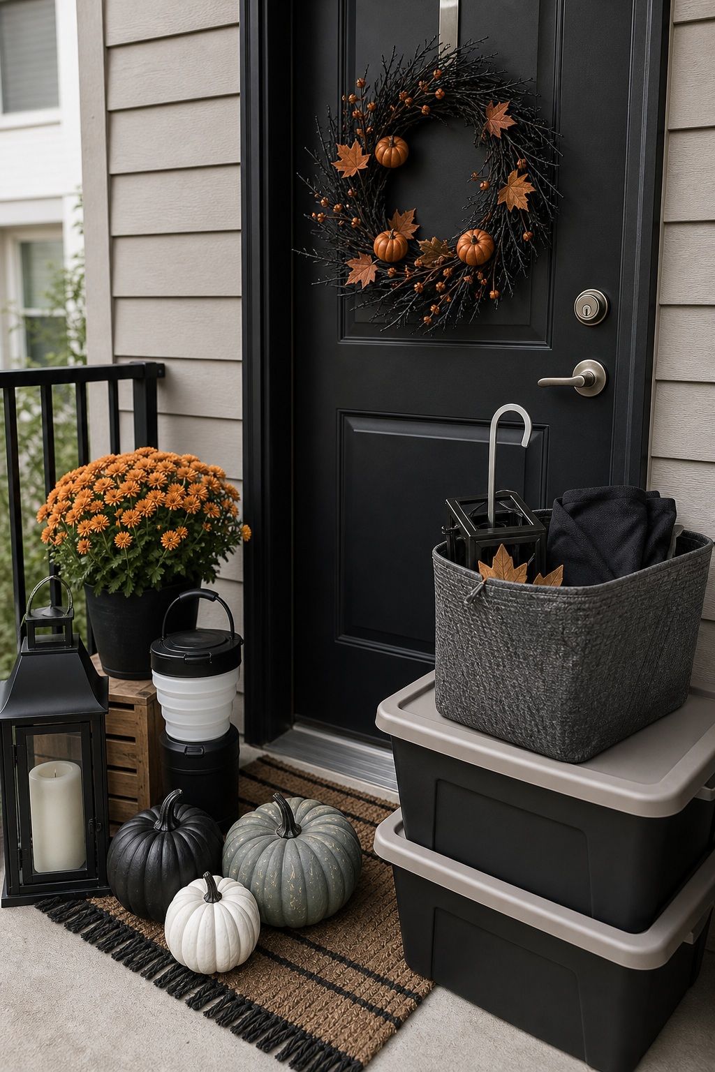 Plan for Easy Cleanup and Storage small apartment idea for Top 19 Front Porch Halloween Decor Ideas for Apartments and Small Outdoor Spaces.