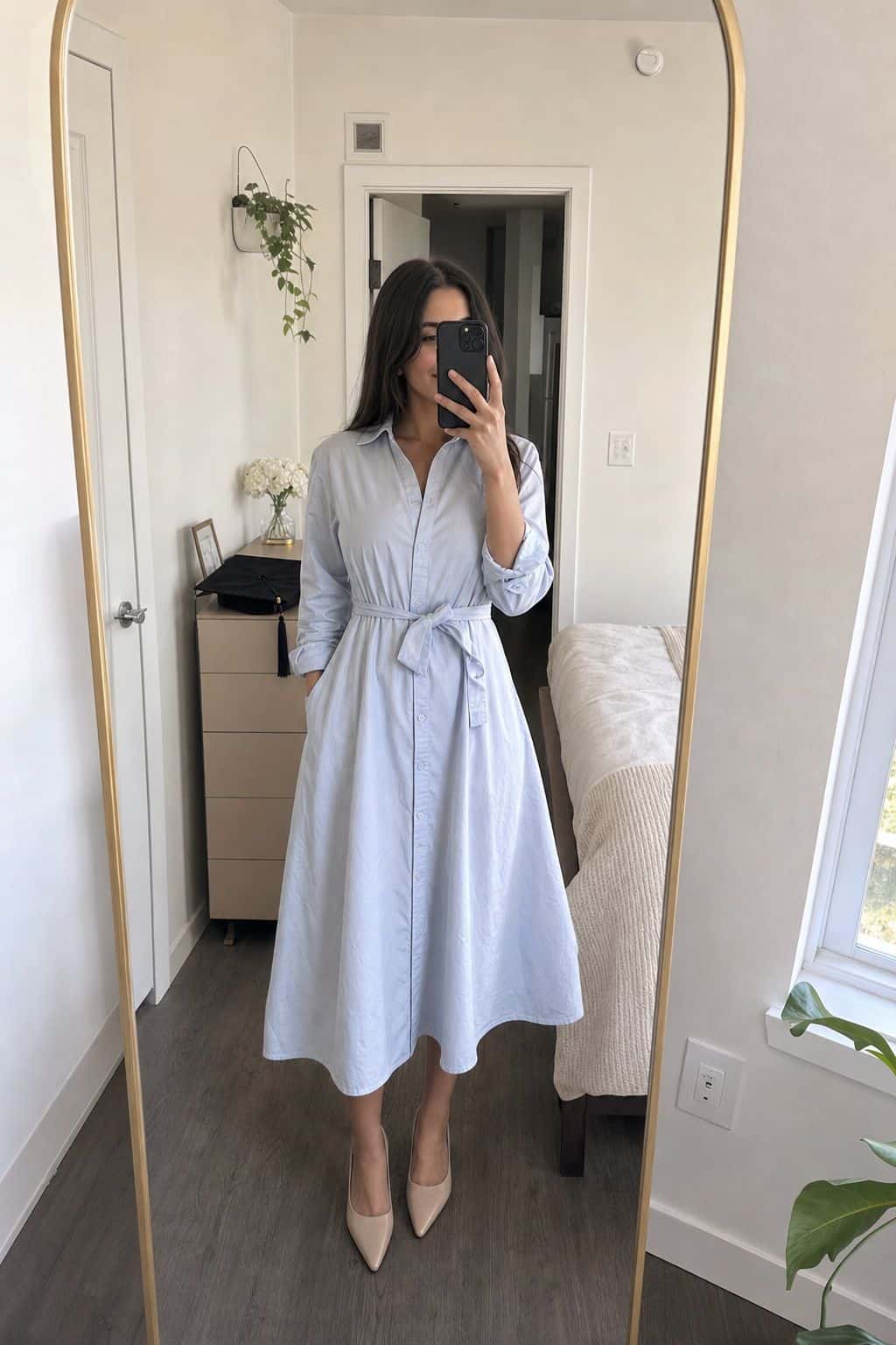 Classic Shirt Dress small apartment idea for Top 19 Graduation Outfit Ideas That Photograph Beautifully.