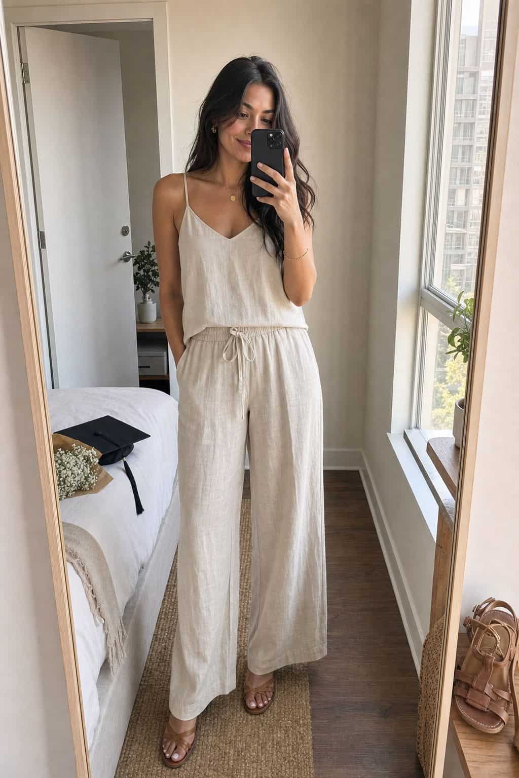 Linen Trouser and Camisole Set small apartment idea for Top 19 Graduation Outfit Ideas That Photograph Beautifully.