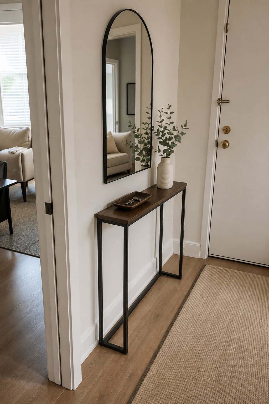 Arched Mirror small apartment idea for Top 16 Hall Corner Decor Ideas for Small Apartments.