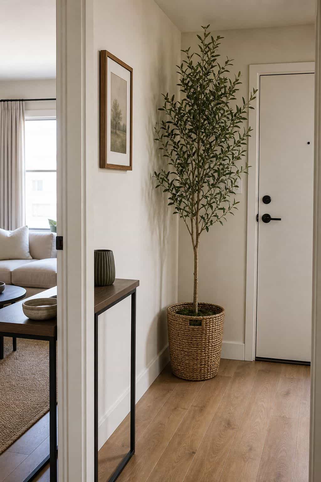 Tall Plant in Basket small apartment idea for Top 16 Hall Corner Decor Ideas for Small Apartments.