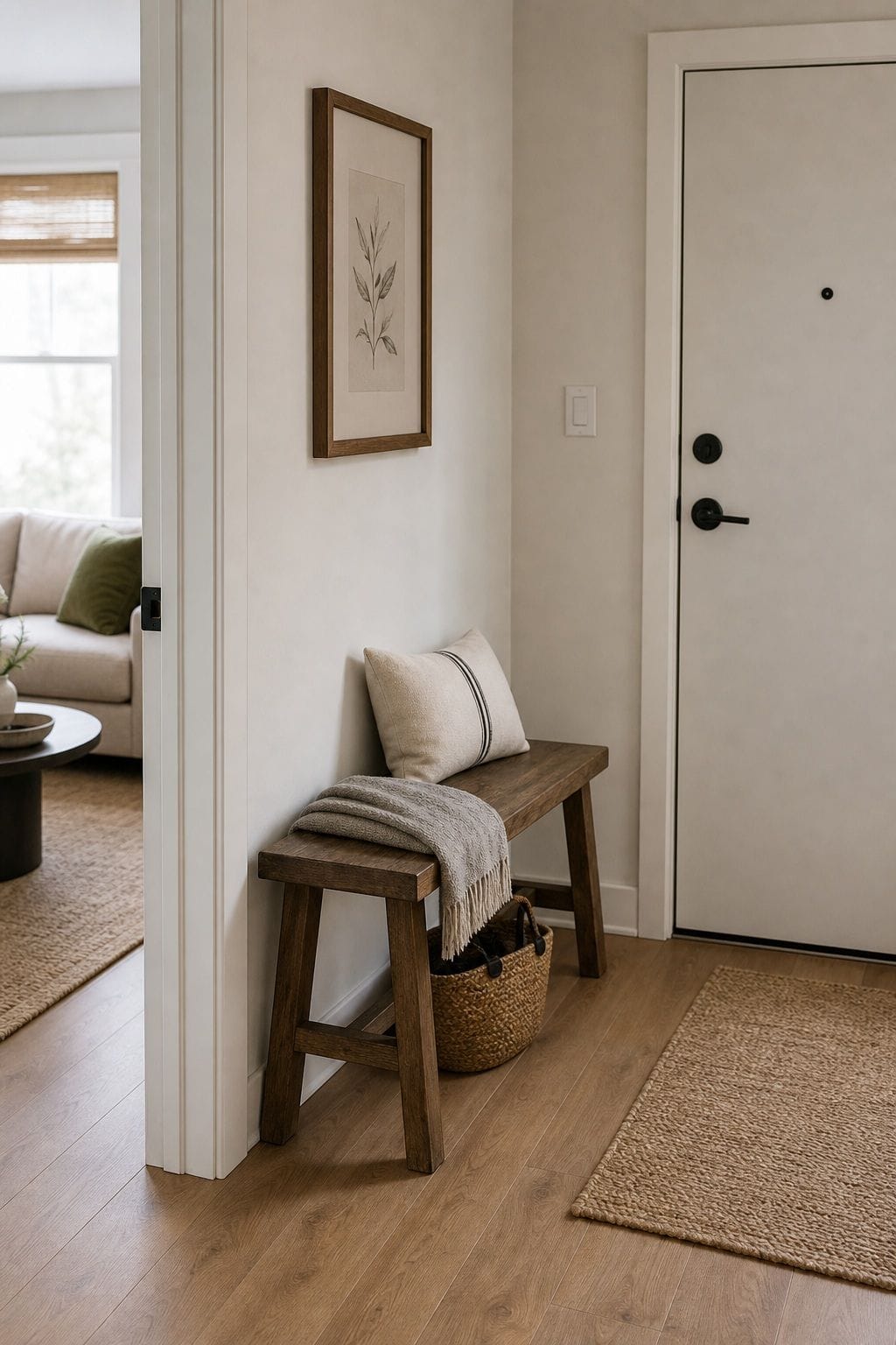 Small Bench small apartment idea for Top 16 Hall Corner Decor Ideas for Small Apartments.