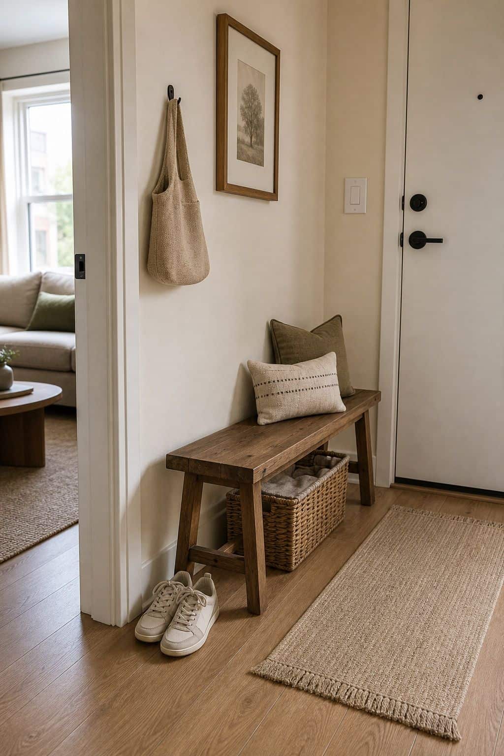Small Bench Floor small apartment idea for Top 16 Hall Corner Decor Ideas for Small Apartments.