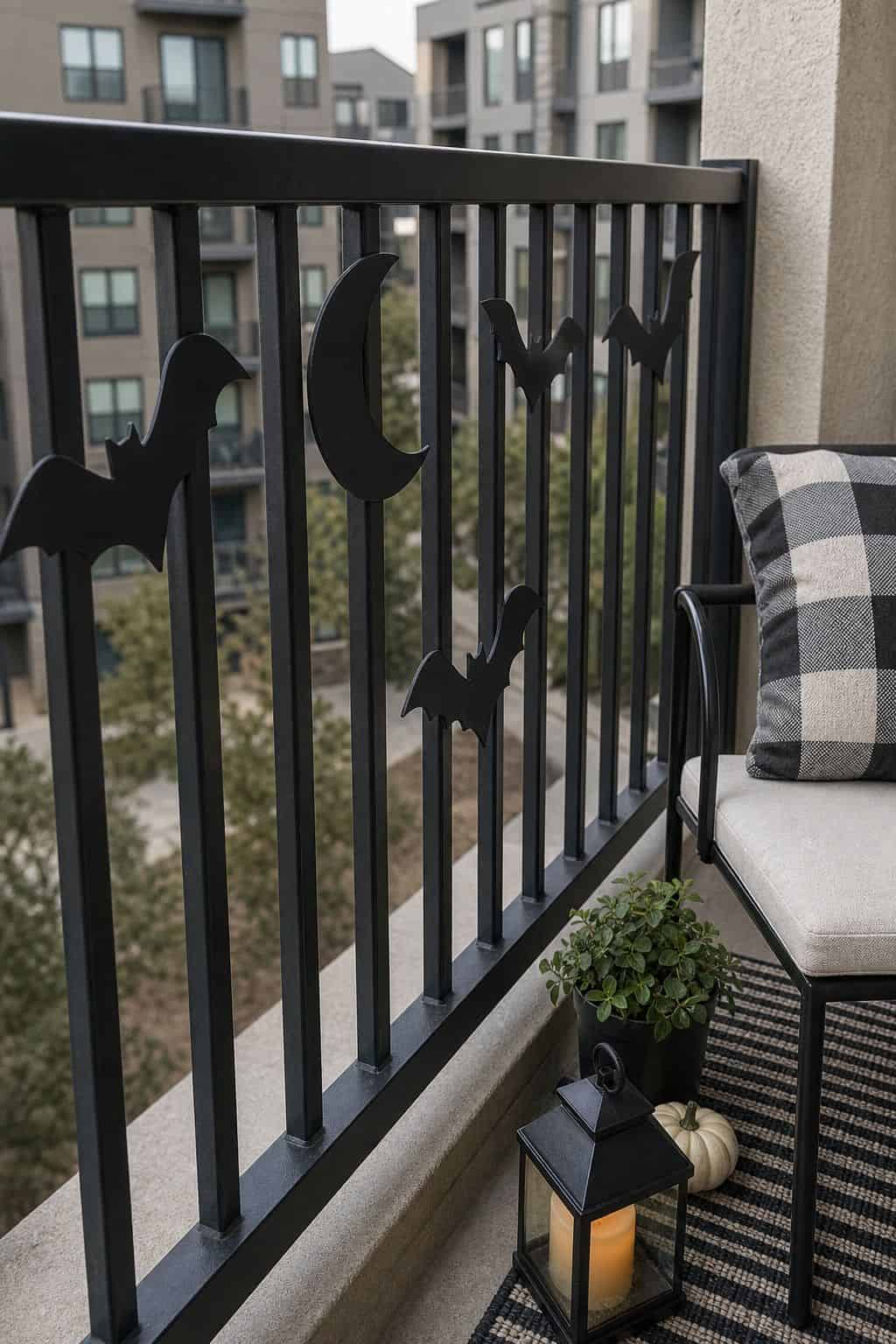 Attach Magnetic Silhouettes to a Metal Railing small apartment idea for Top 18 Halloween Balcony Decor Ideas for a Spooky Apartment Space.