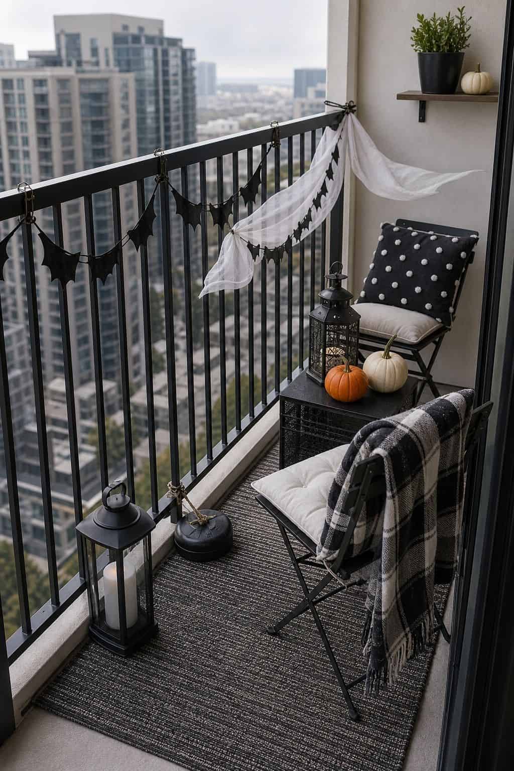 Mind the Wind on High Floors small apartment idea for Top 18 Halloween Balcony Decor Ideas for a Spooky Apartment Space.
