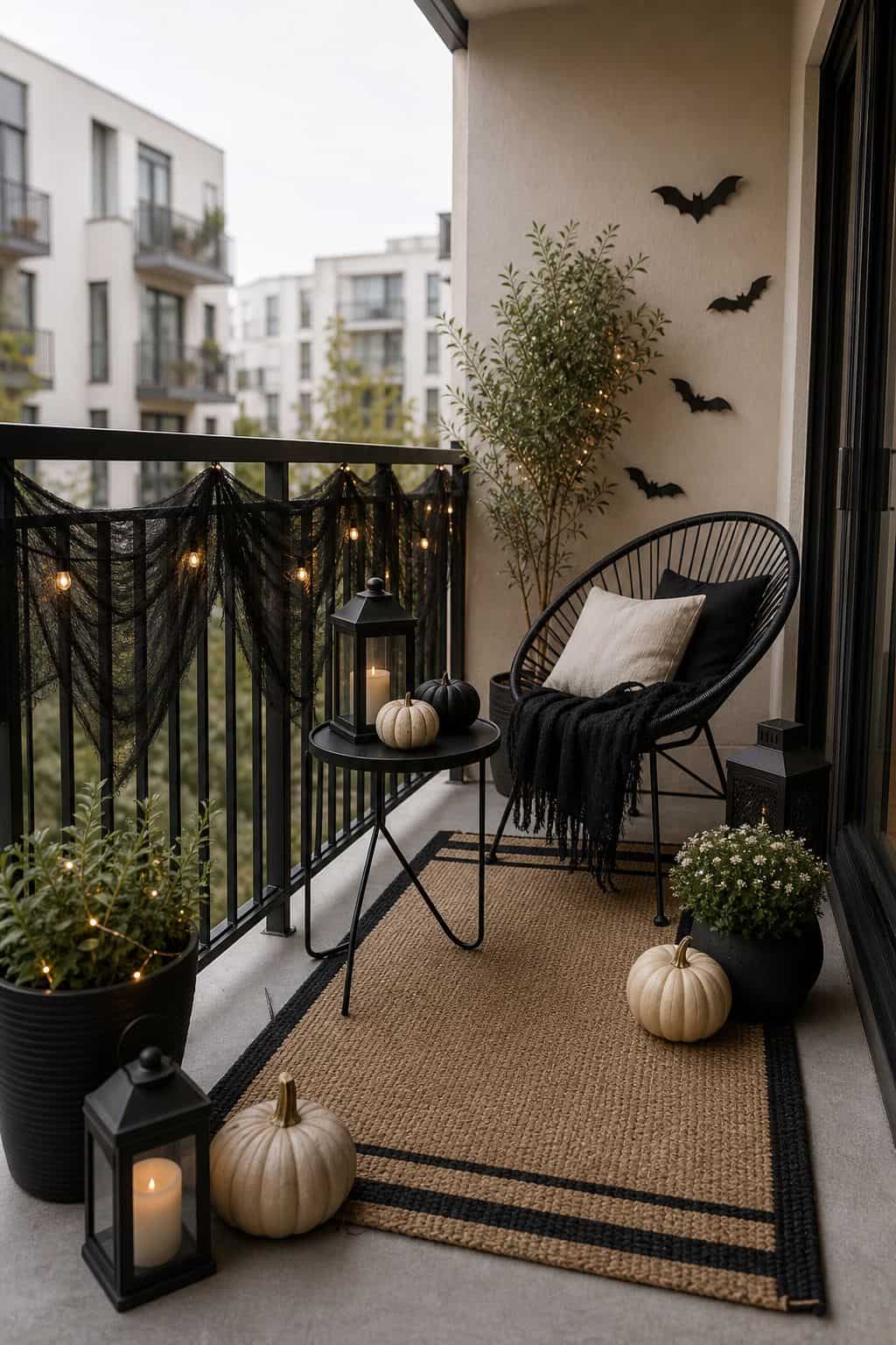 Balance Spooky With Stylish small apartment idea for Top 18 Halloween Balcony Decor Ideas for a Spooky Apartment Space.