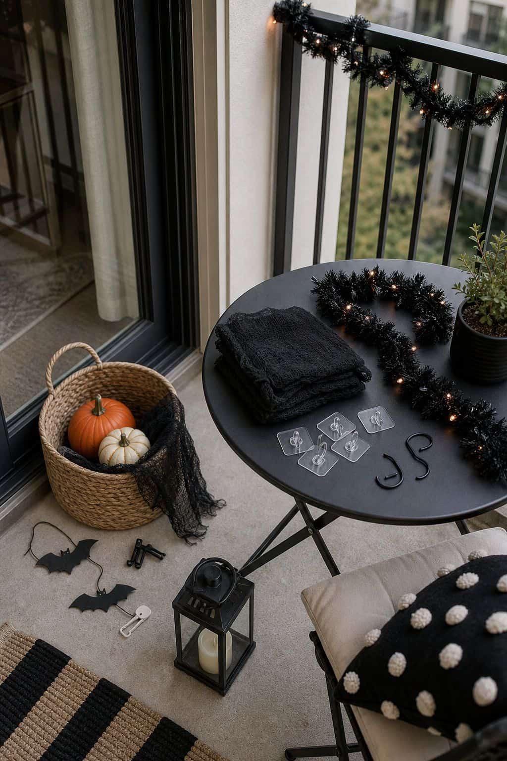 Keep It Easy to Set Up and Reverse small apartment idea for Top 18 Halloween Balcony Decor Ideas for a Spooky Apartment Space.